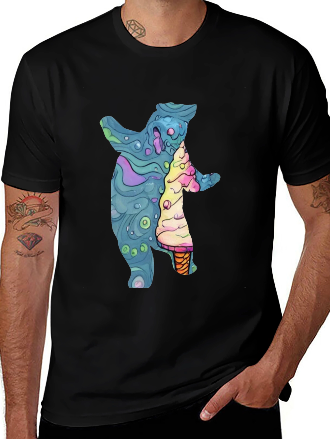 Bear and Ice Cream Graphic T-Shirt