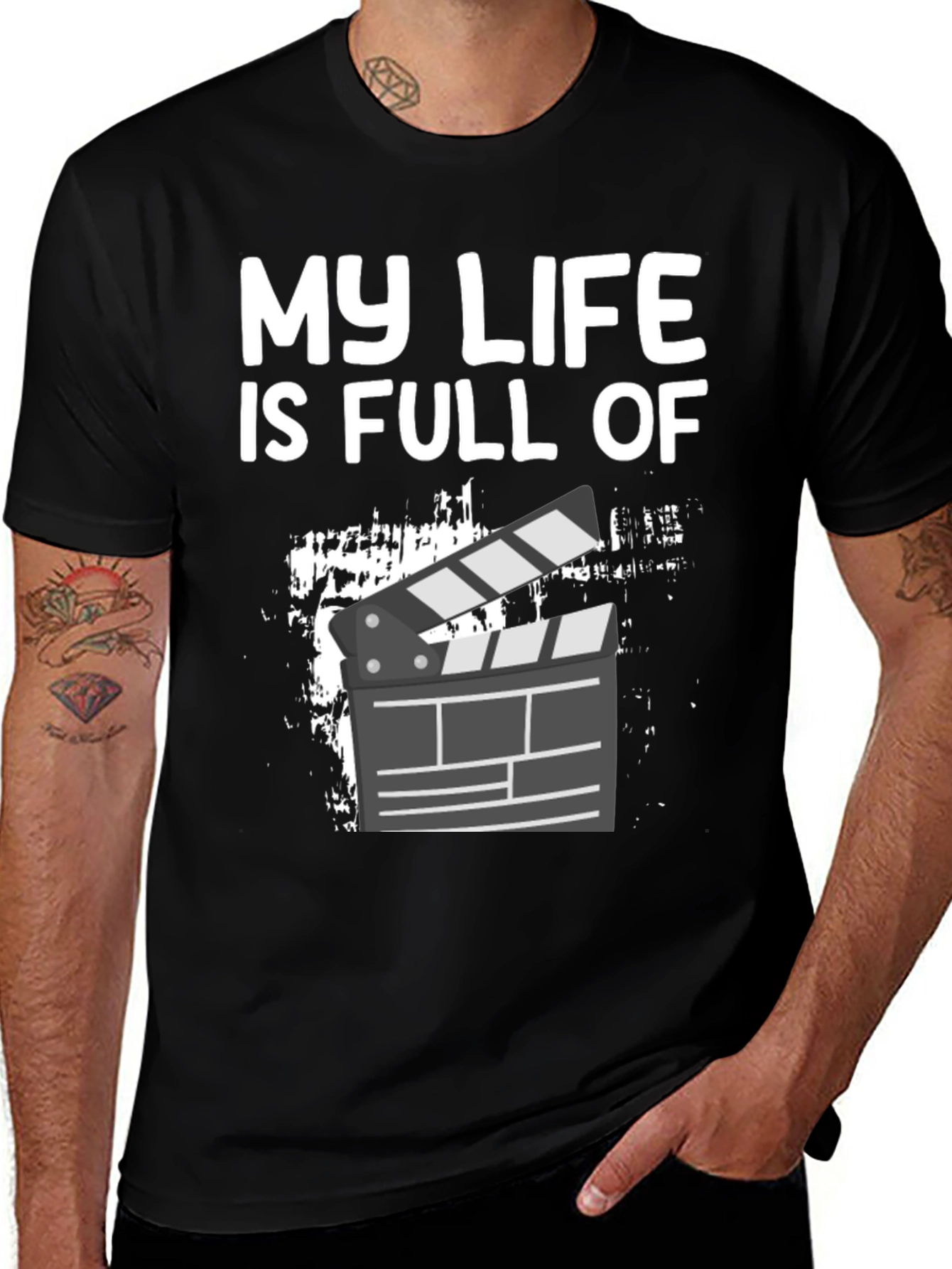My Life is Full of Action Black Graphic Tee