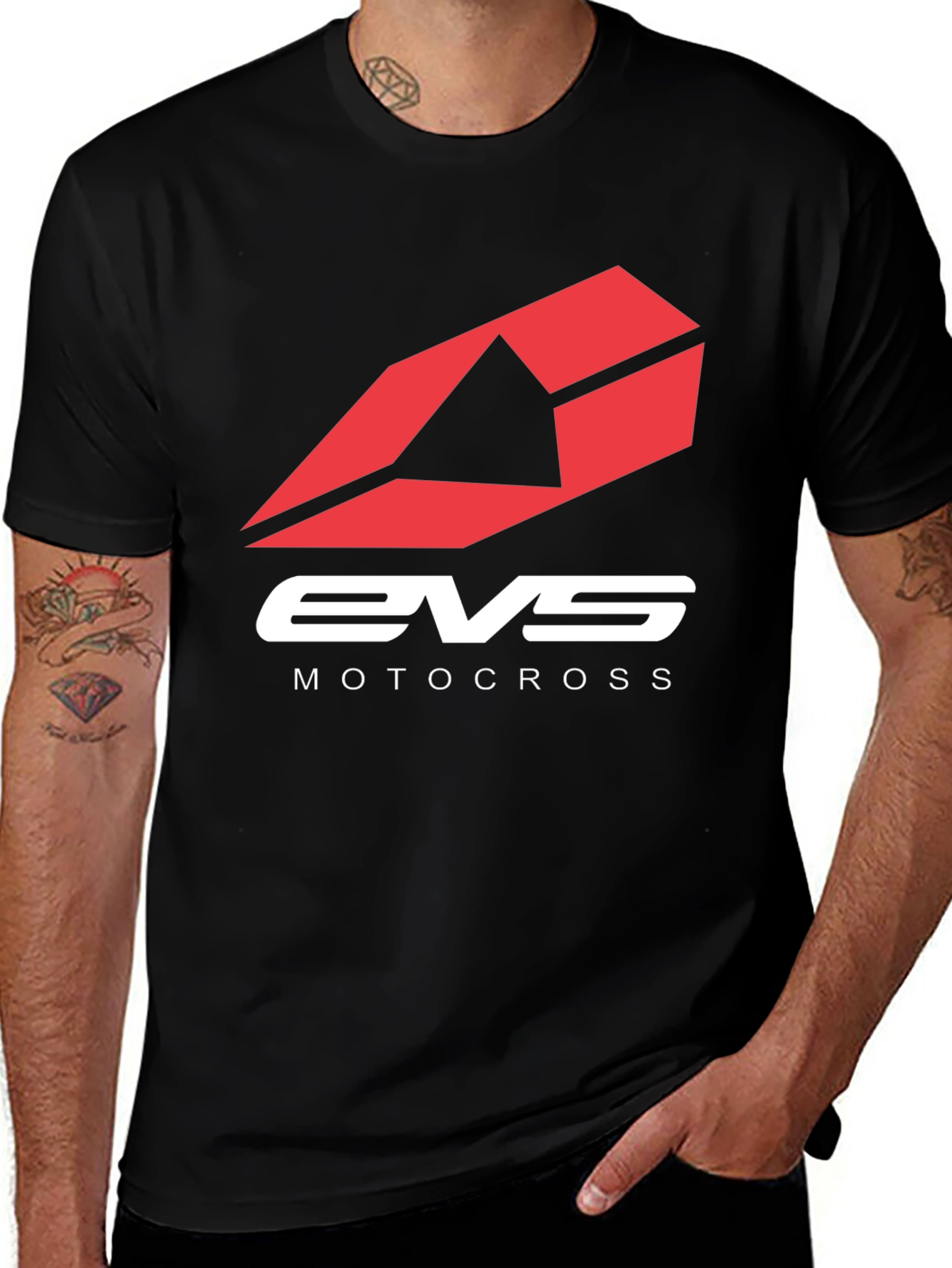 EVS Motocross Black T-Shirt - Bold Logo Design