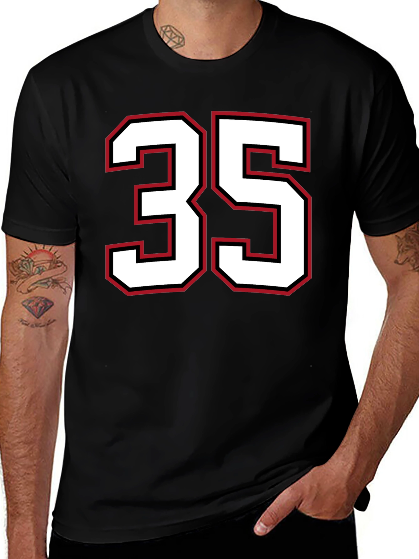 Variant 9 of Number 35 Graphic Tee - Classic Sport Style