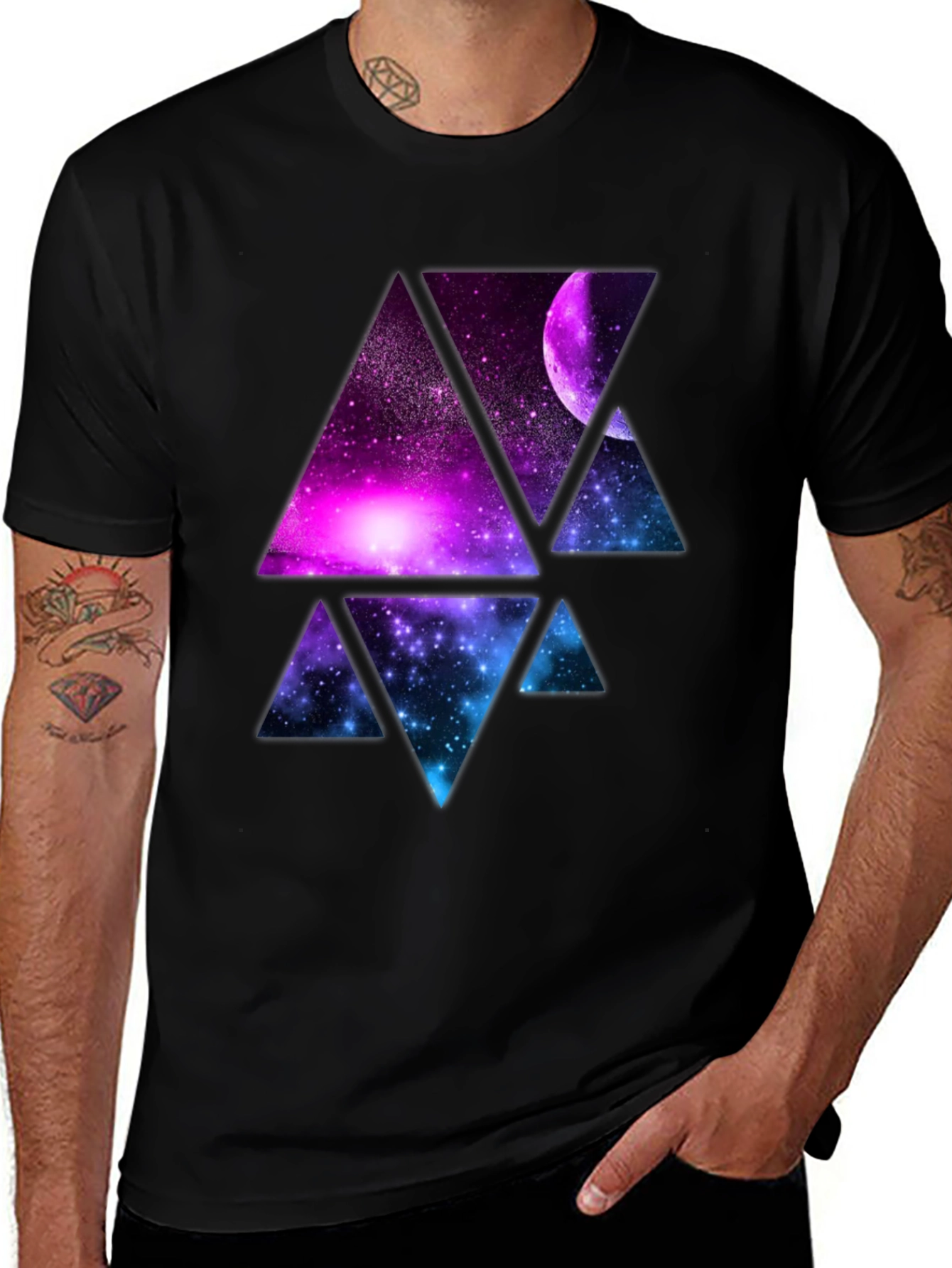Variant 20 of Galaxy Triangles Graphic T-Shirt - Modern Design