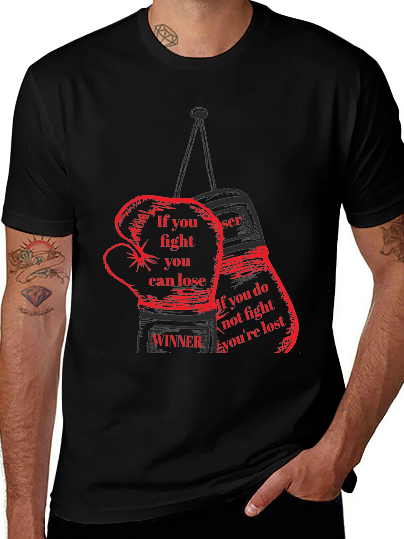 Variant 8 of Motivational Boxing Gloves Graphic T-Shirt
