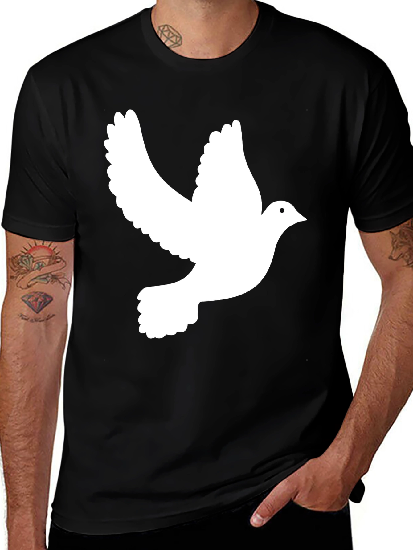 Variant 15 of Dove Graphic Tee - Black Cotton Blend Comfort Fit