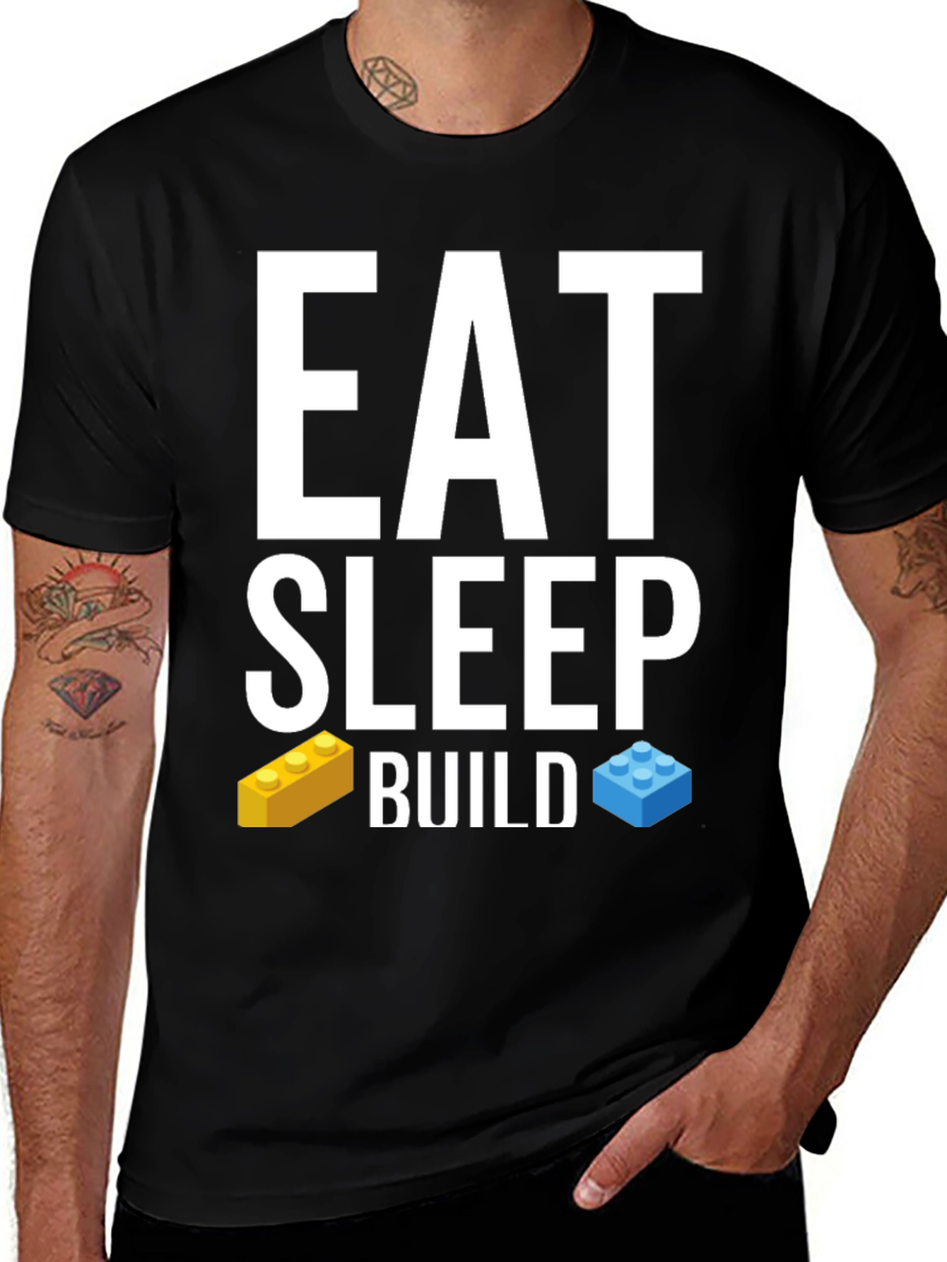 Eat Sleep Build T-Shirt, LEGO Brick Fan Tee