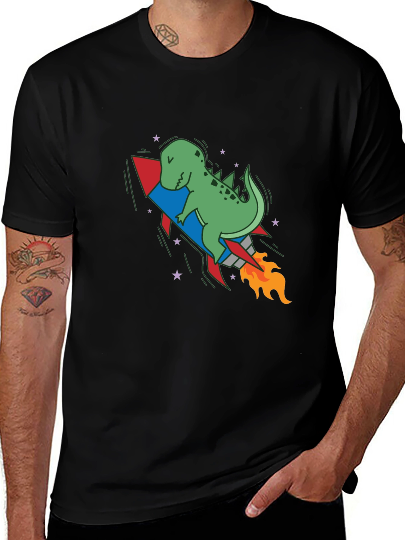 Variant 20 of Dino Rocket Black T-Shirt