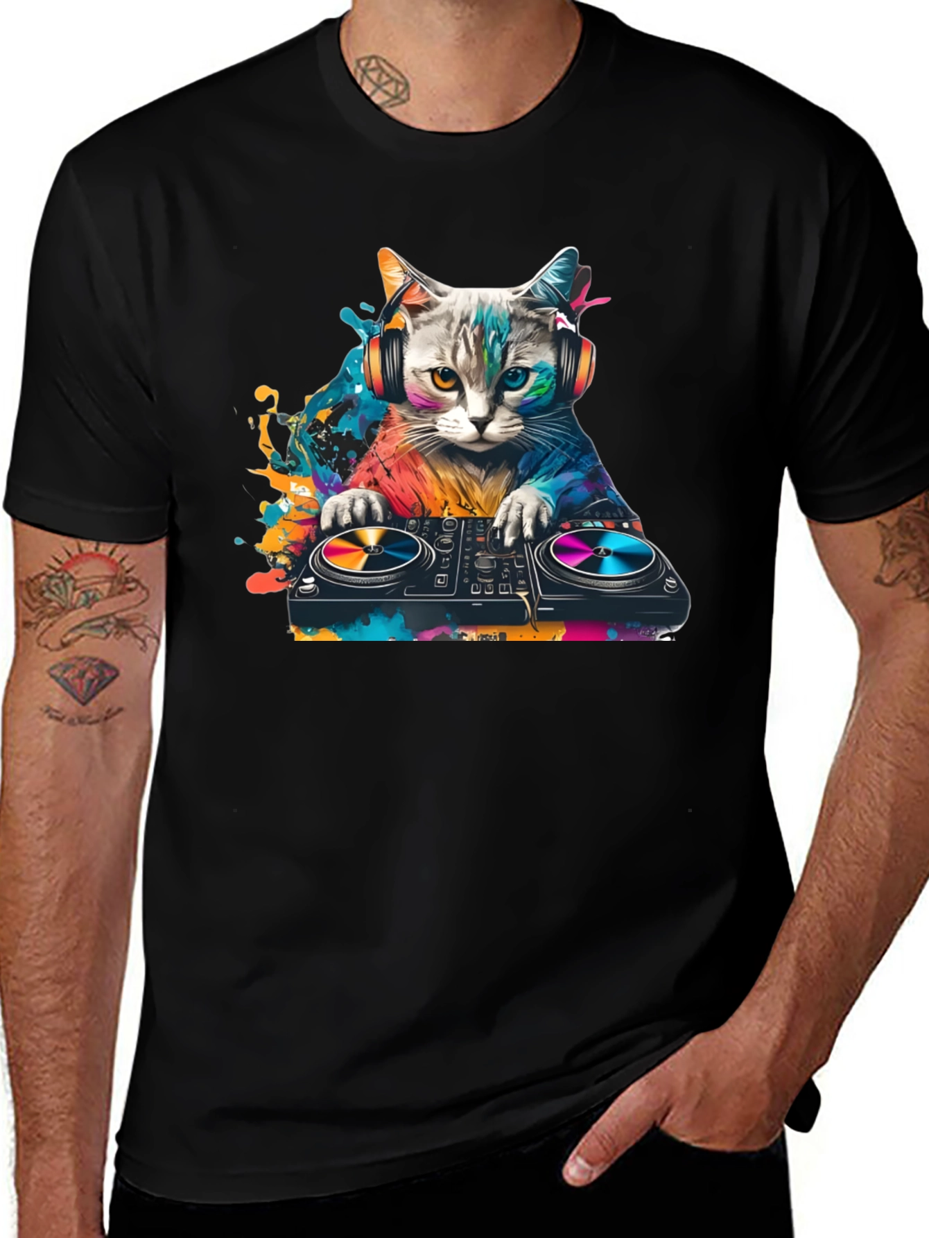 Variant 10 of DJ Cat Graphic Tee - Cool Party T-Shirt