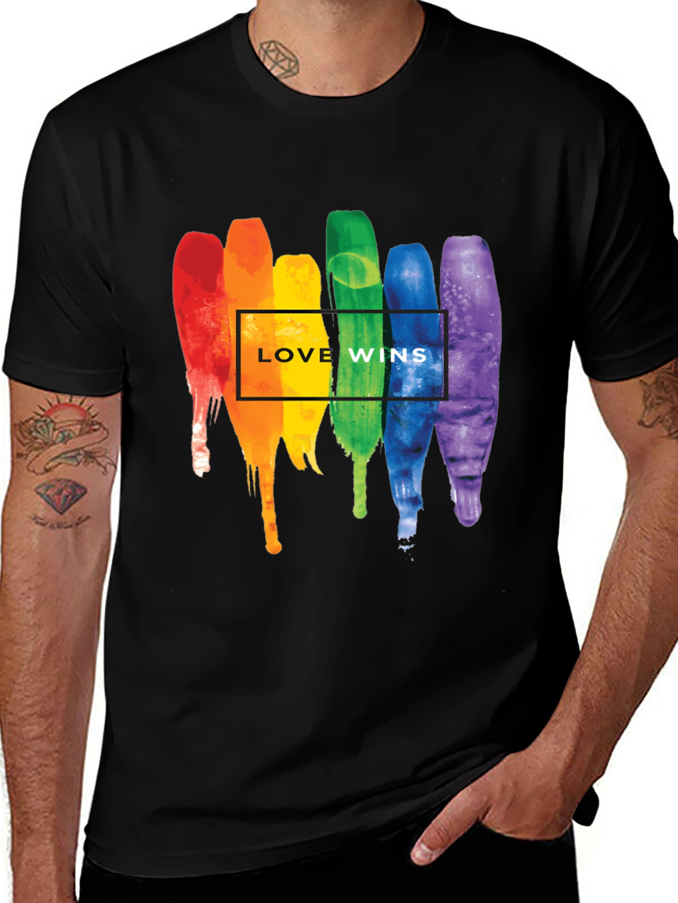 Variant 12 of Love Wins Pride T-Shirt - Rainbow Watercolor Design