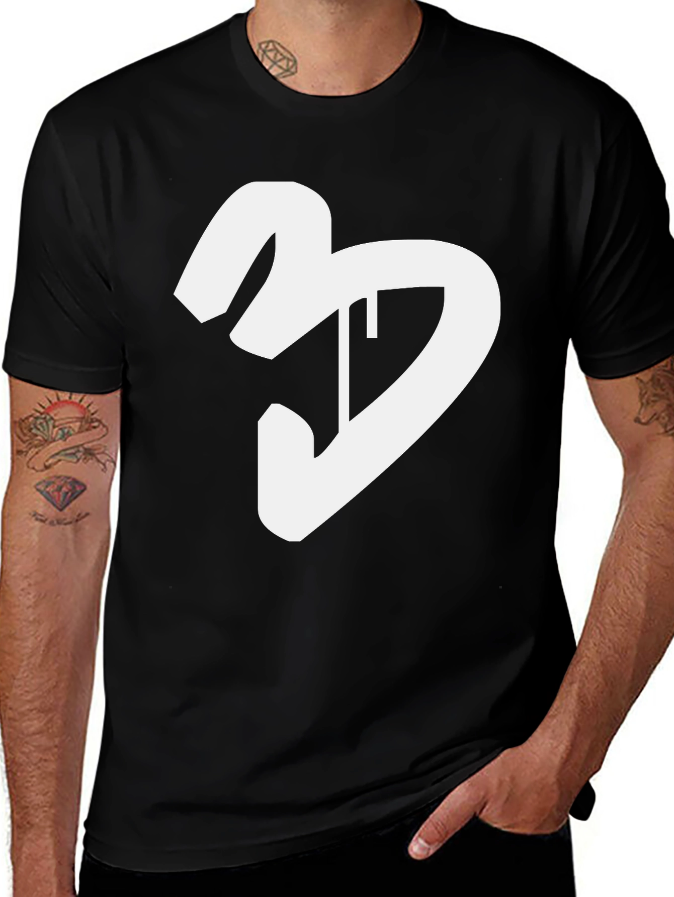 Variant 7 of Black T-Shirt with White Graphic