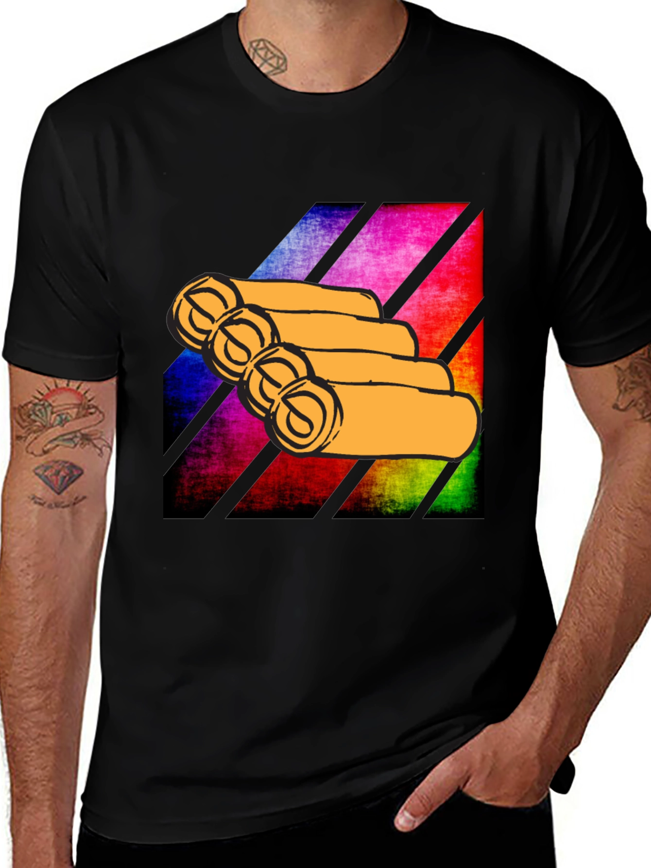 Variant 15 of Retro Burrito Roll T-Shirt - Colorful Stripe Tee