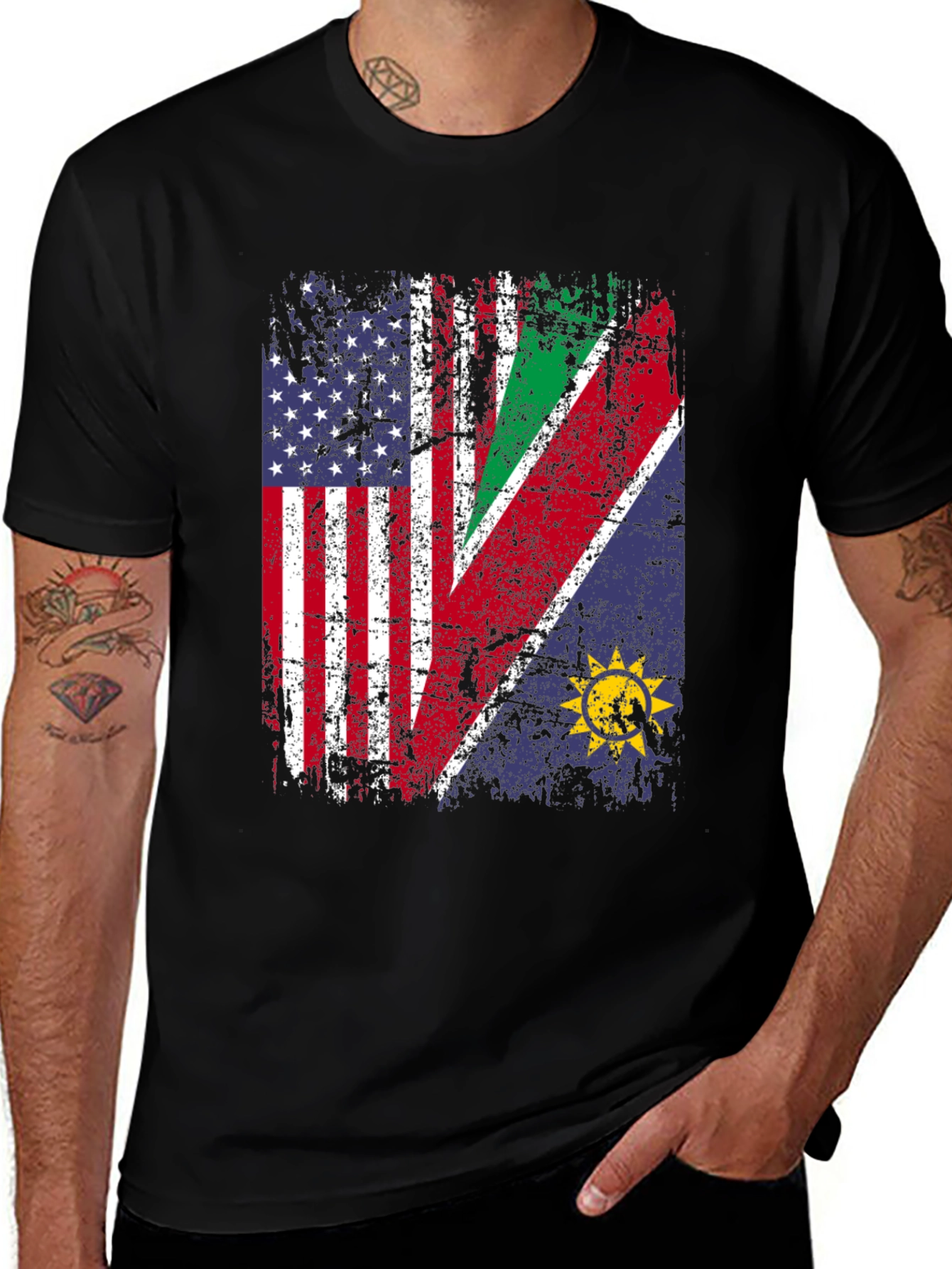 Variant 23 of USA Namibia Flag T-Shirt Graphic Novelty Tee