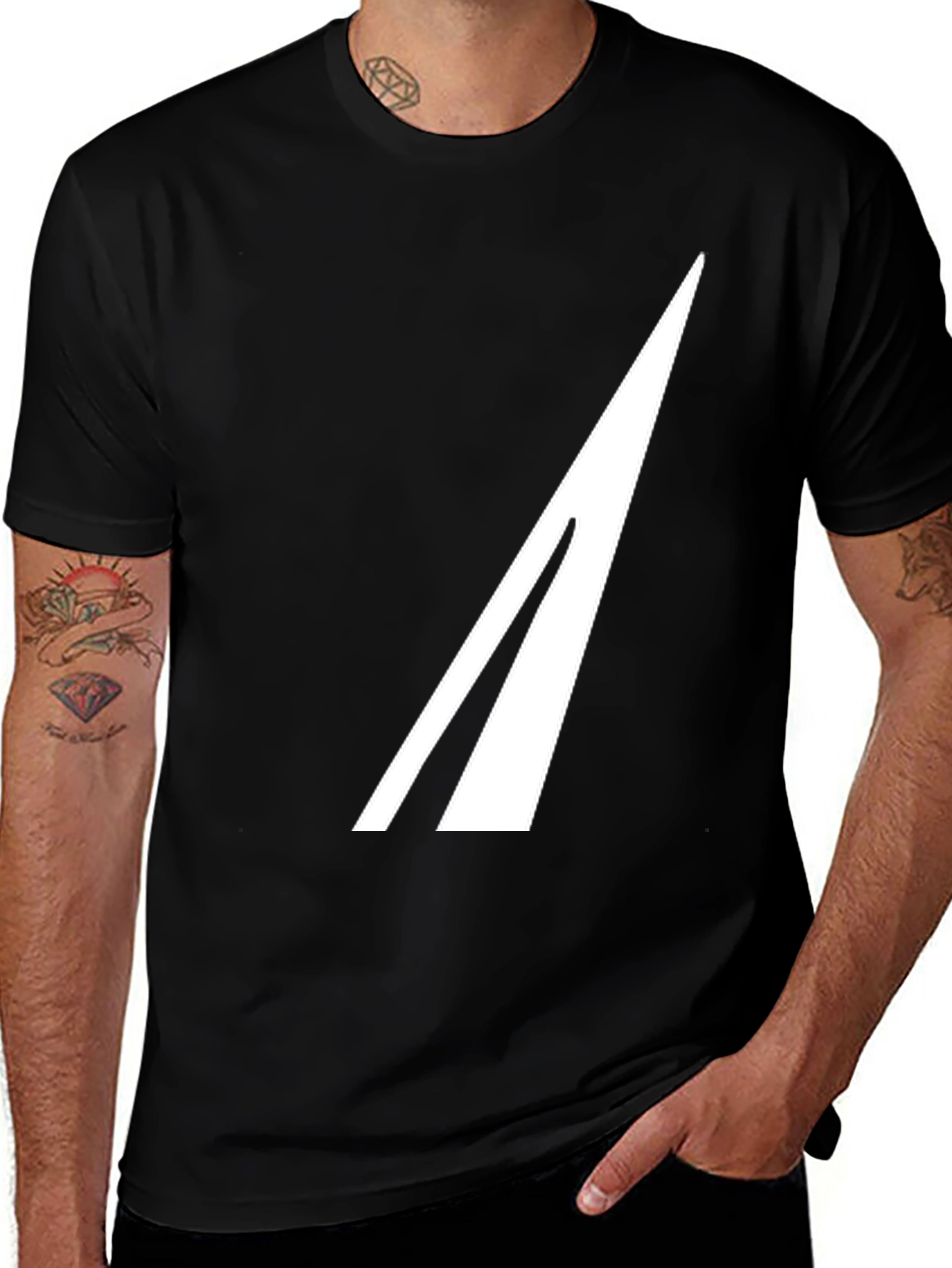 Variant 18 of Modern Abstract White Arrow Graphic Black T-Shirt