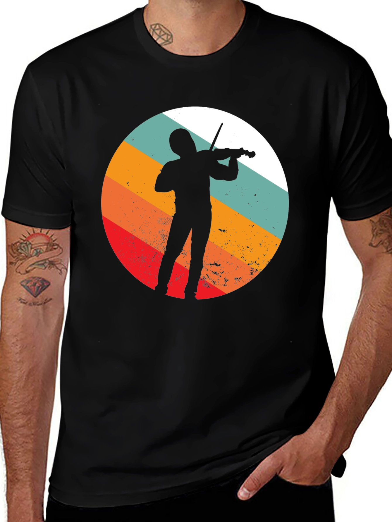 Variant 15 of Retro Violin Player Graphic Tee - Stylish Musician T-Shirt