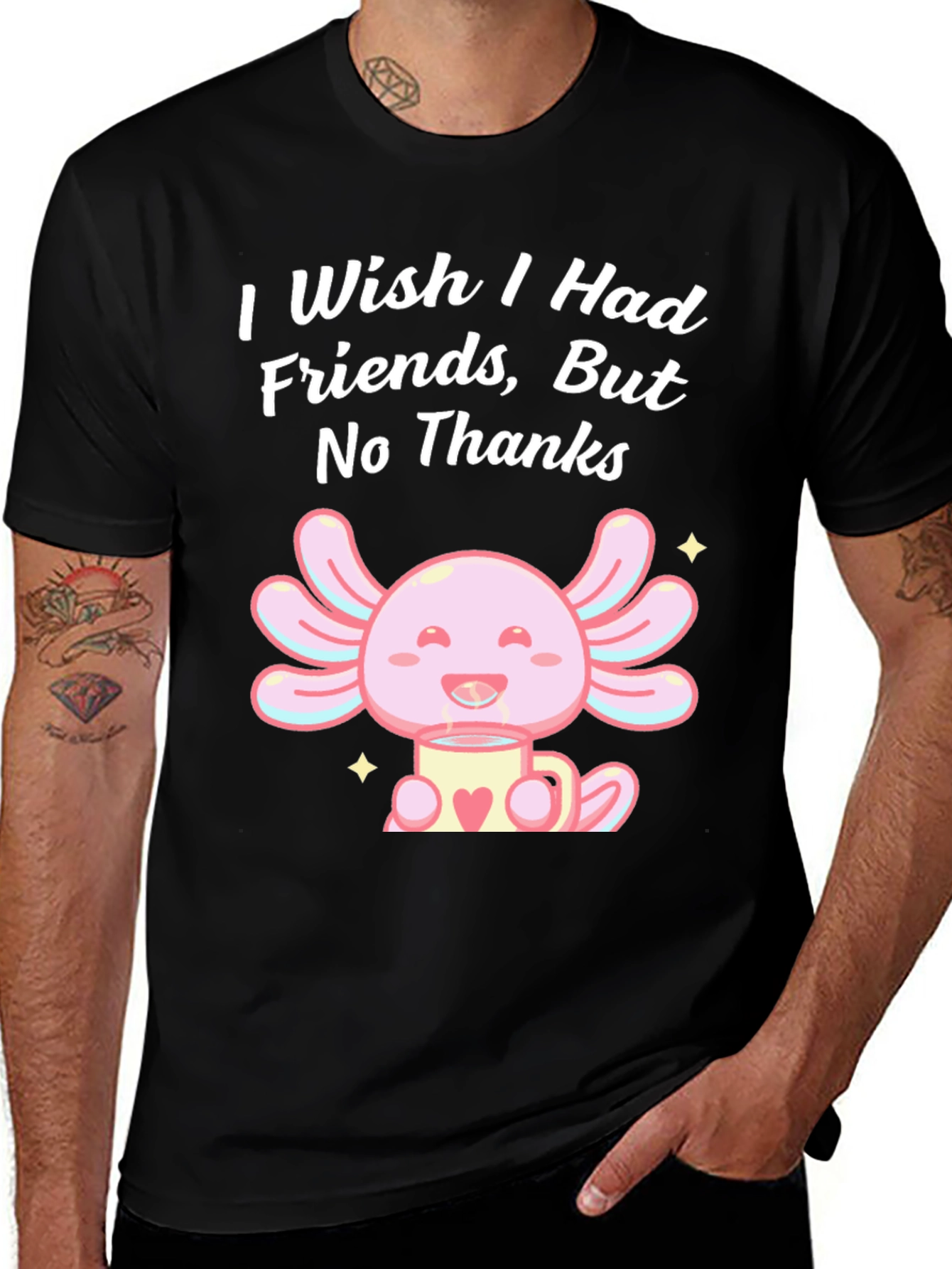 Variant 24 of Axolotl No Friends T-Shirt Cute Graphic Tee
