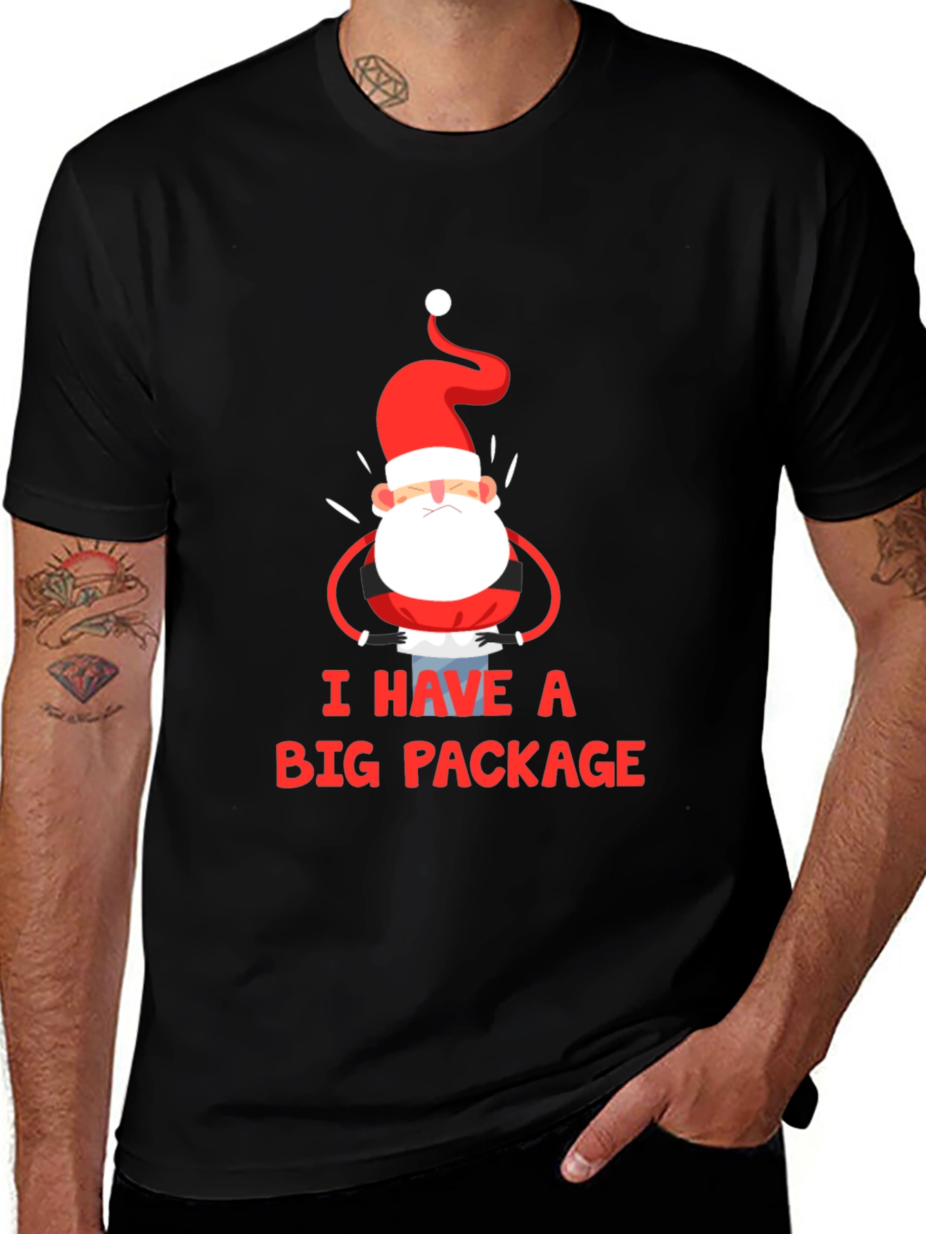 Variant 30 of I Have a Big Package Graphic Tee Santa Christmas Holiday Shirt