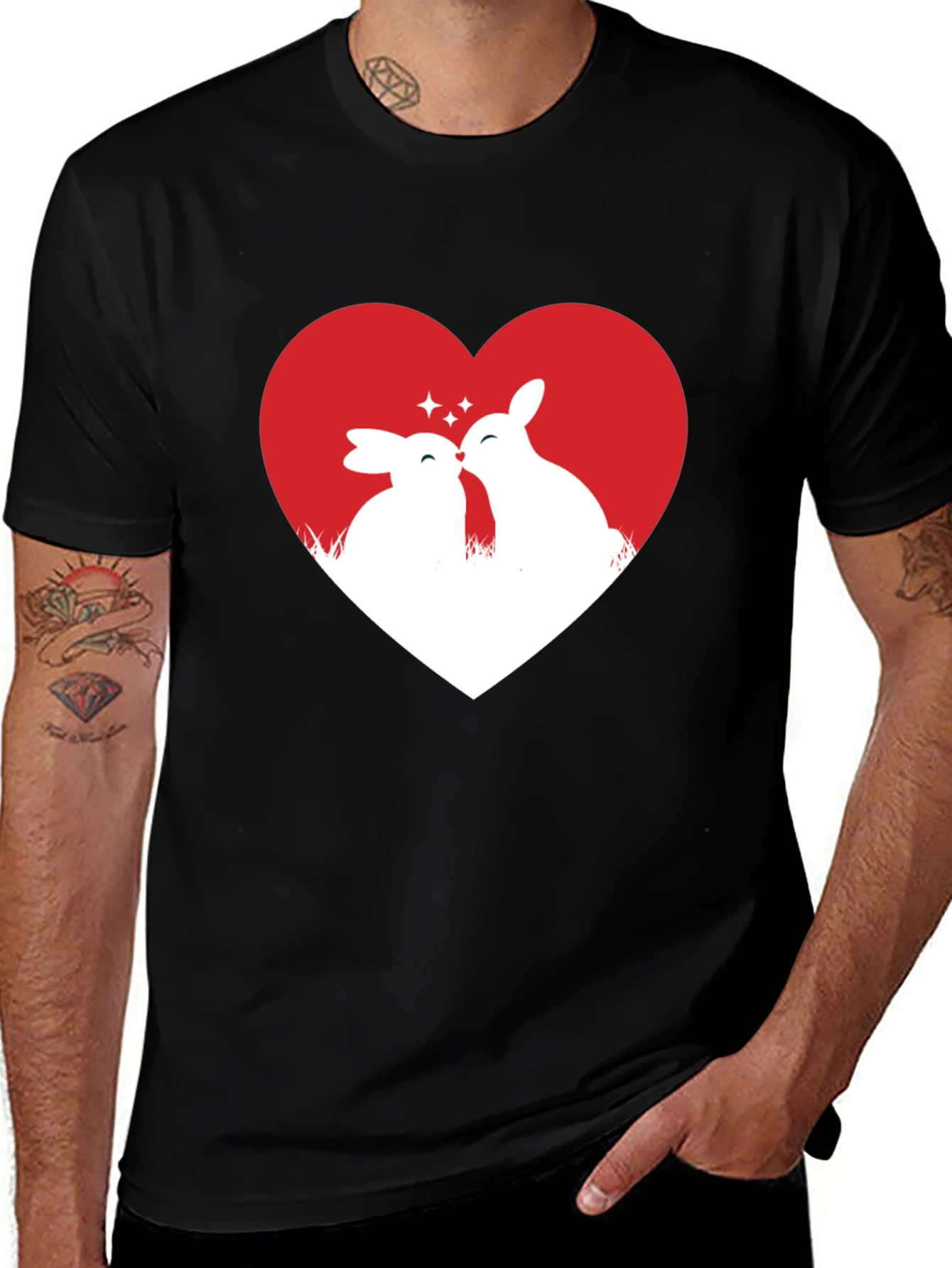 Variant 8 of Heart Bunny Graphic Tee - Love Rabbits T-Shirt