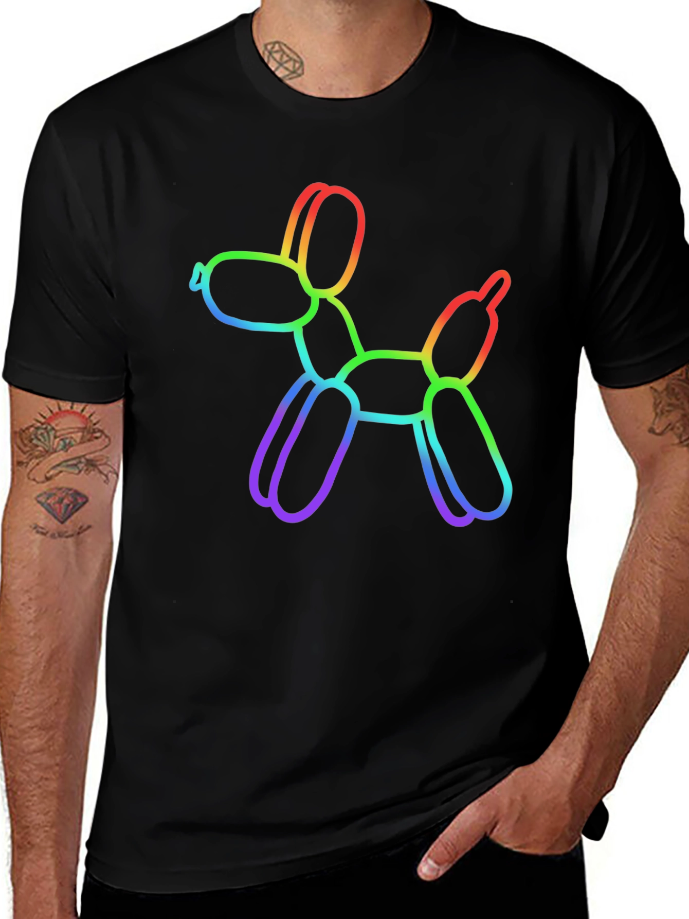 Variant 23 of Rainbow Balloon Dog Graphic T-Shirt