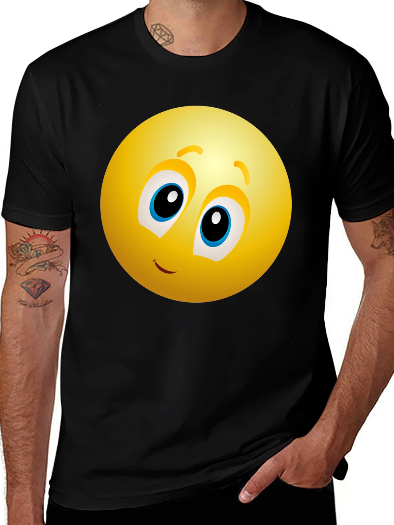 Variant 17 of Funny Smiley Face Graphic T-Shirt - Black