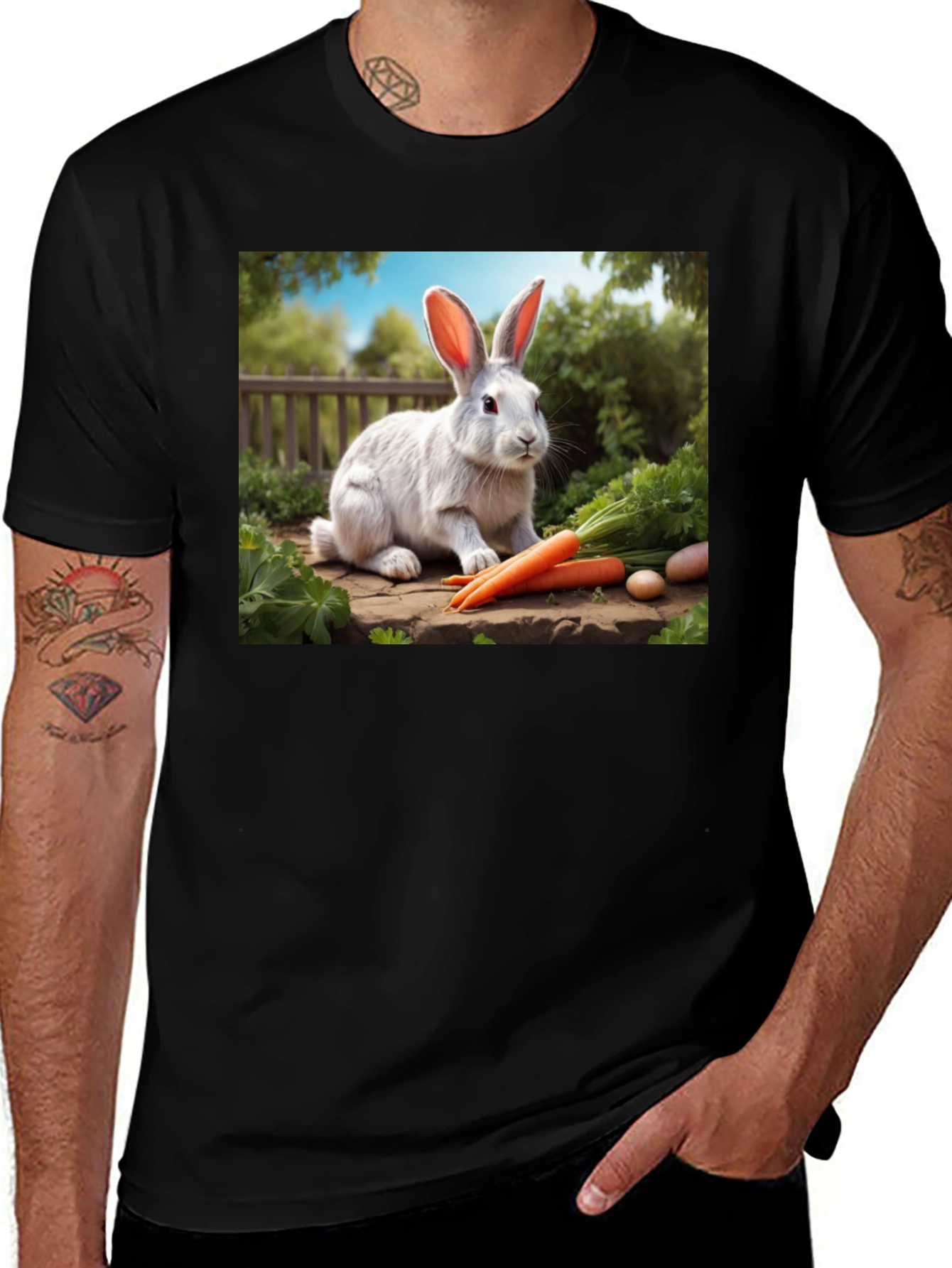 Rabbit & Carrot Graphic Tee - Cute Animal Shirt