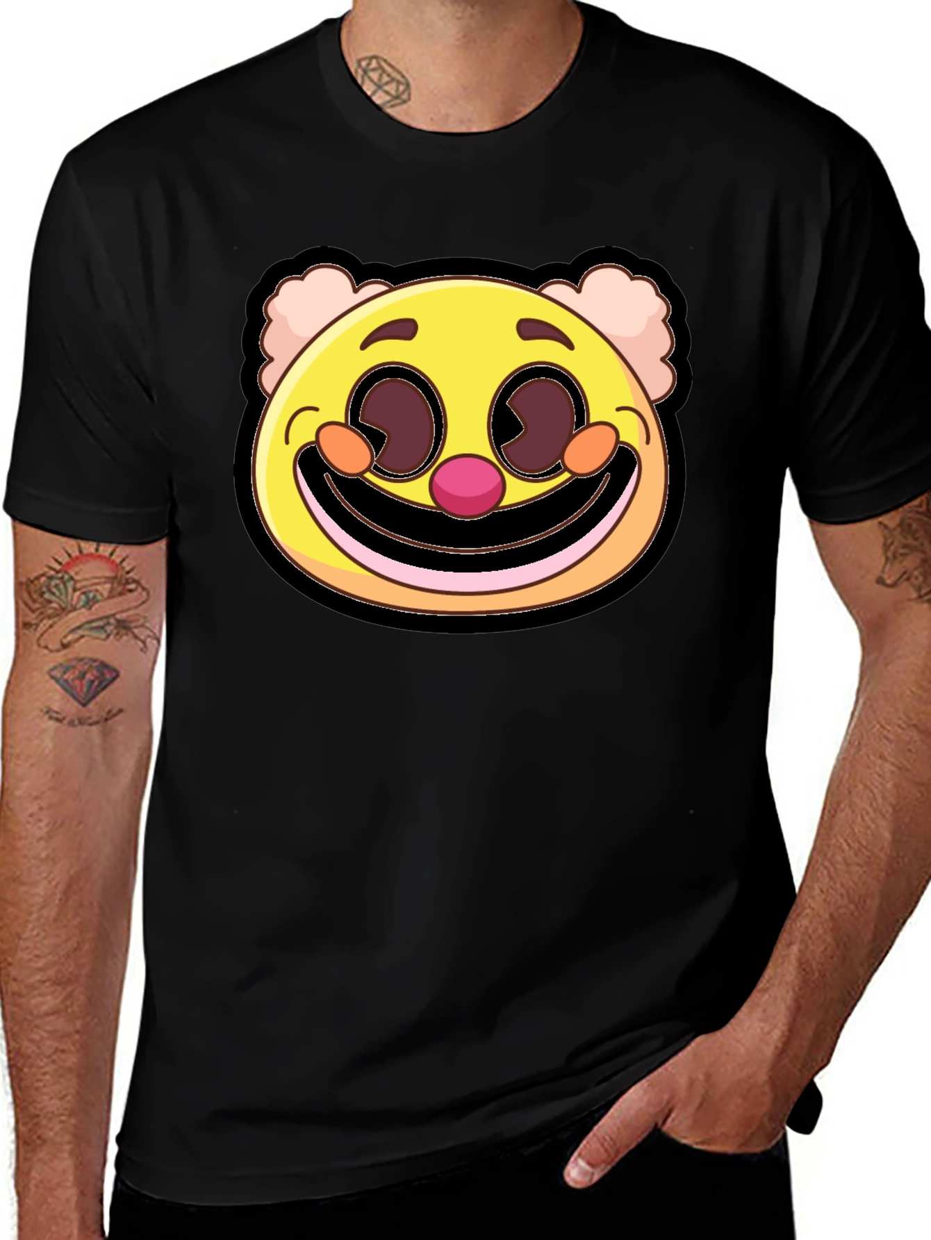 Variant 30 of Clown Face Graphic Tee - Black Cotton Blend T-Shirt