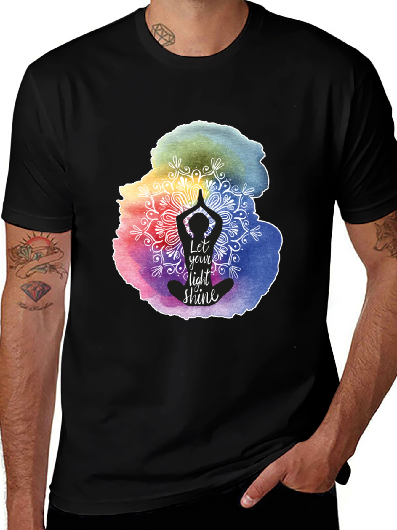 Variant 6 of Let Your Light Shine Yoga Mandala Graphic Tee