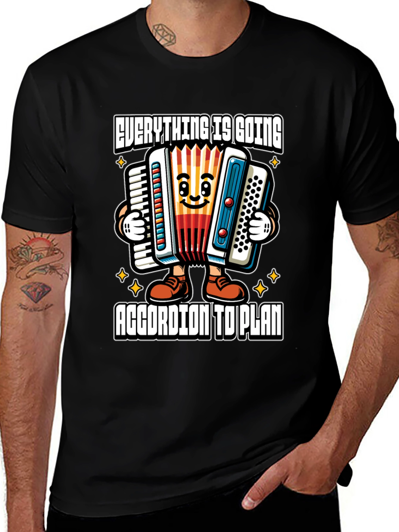 Variant 8 of Funny Accordion Cartoon T-Shirt