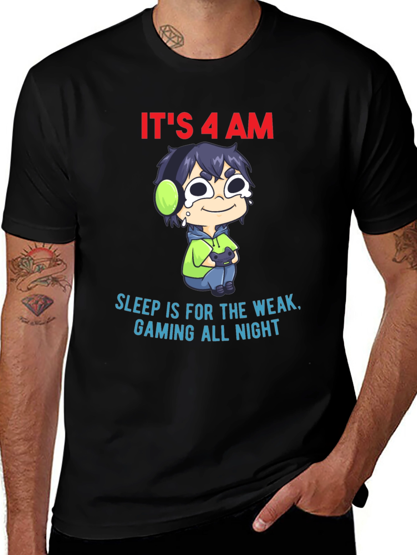 Black It's 4 AM Gaming All Night T-Shirt main image
