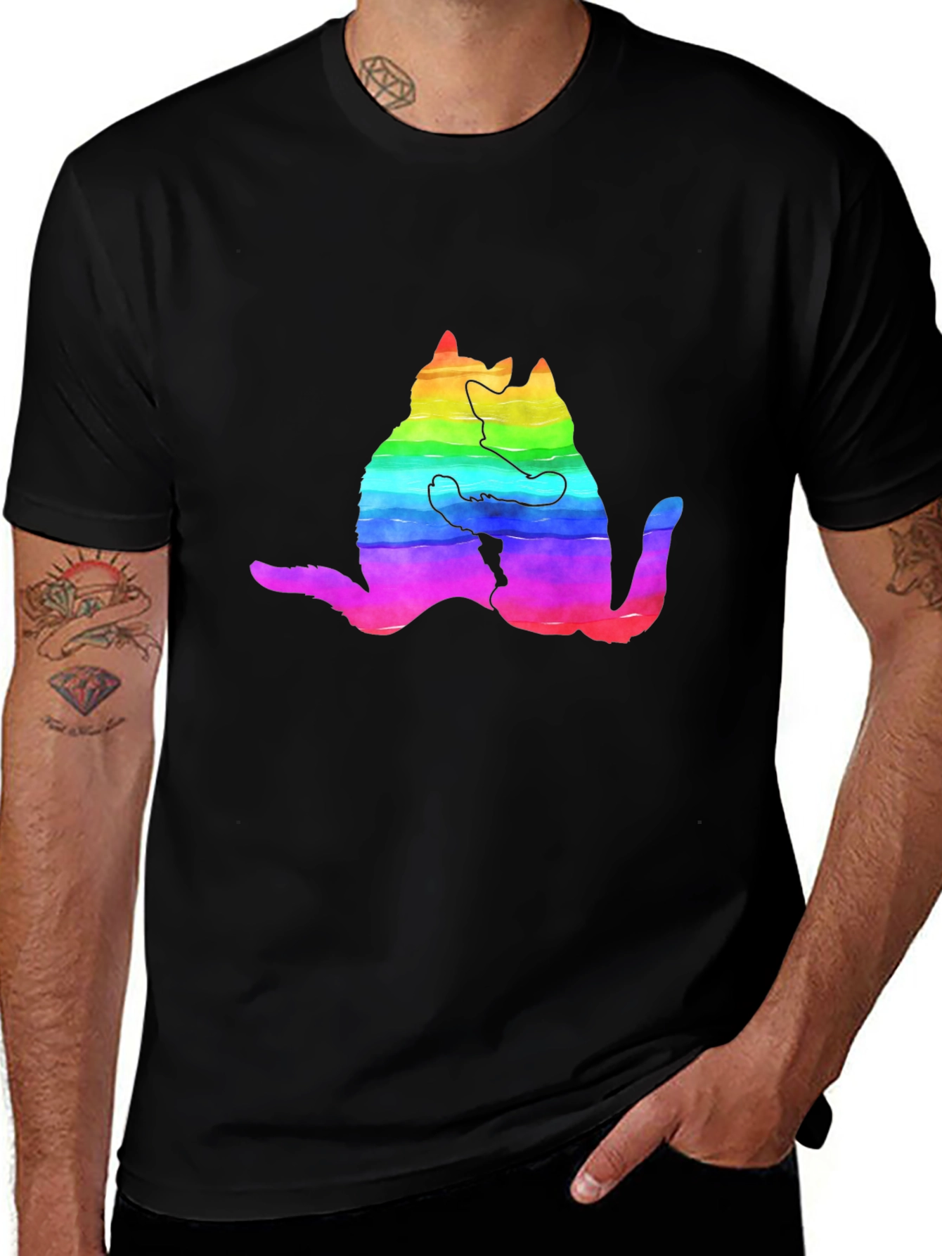Variant 18 of Rainbow Cat Hug T-Shirt