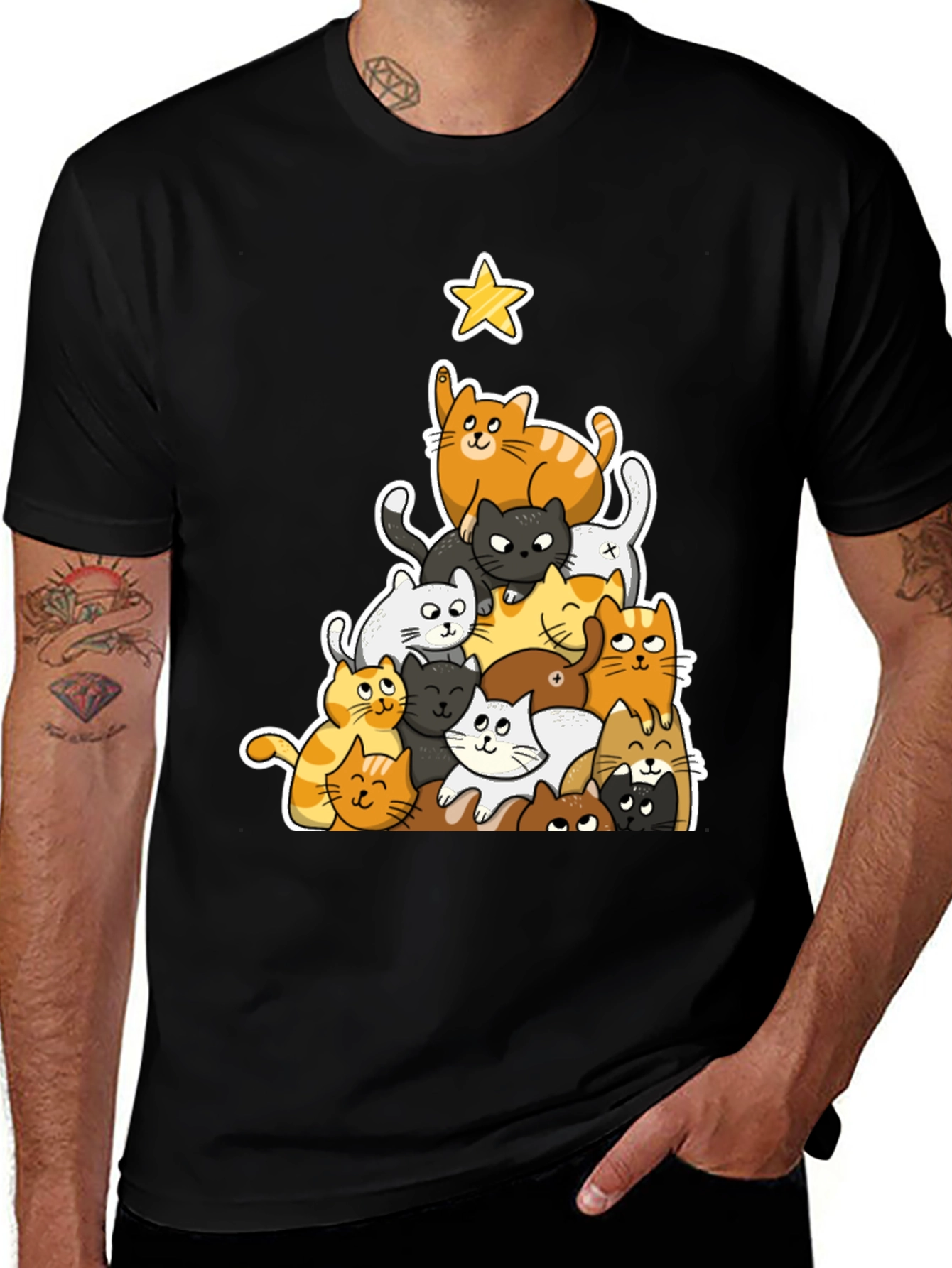 Variant 6 of Cat Christmas Tree Graphic Tee