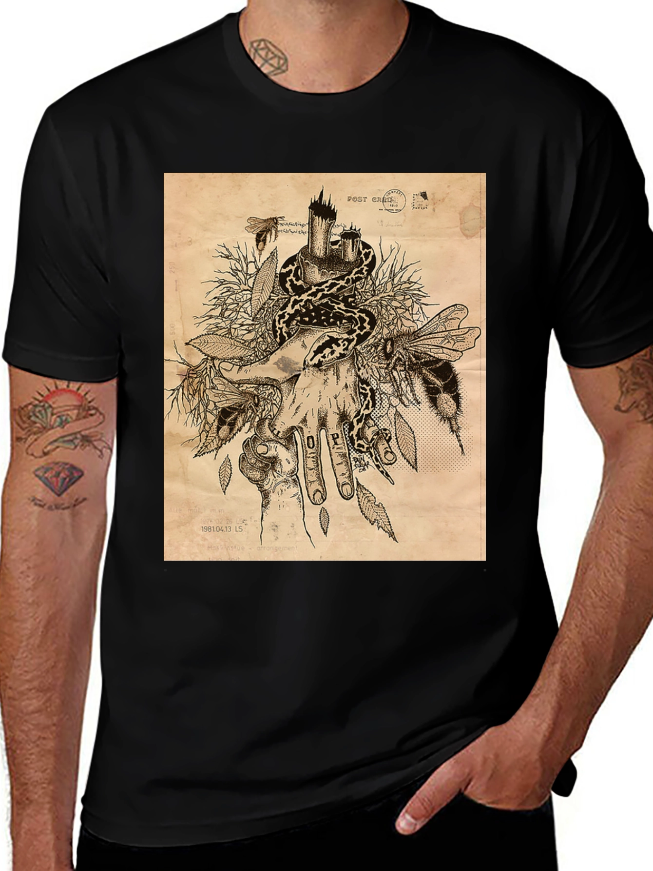 Variant 21 of Snake and Bees T-Shirt - Unique Graphic Tee