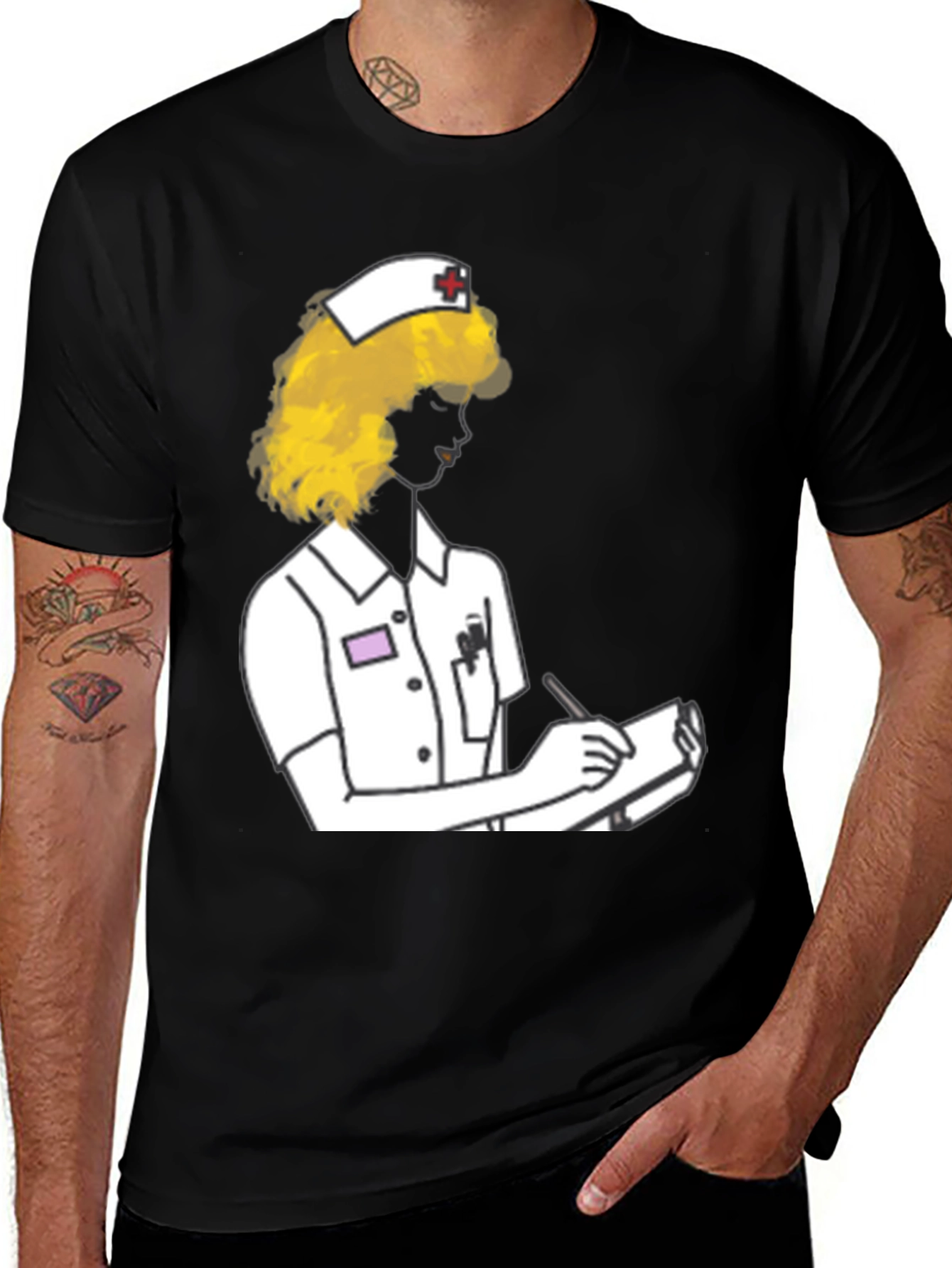 Variant 20 of Nurse Graphic T-Shirt - Black Cotton Tee