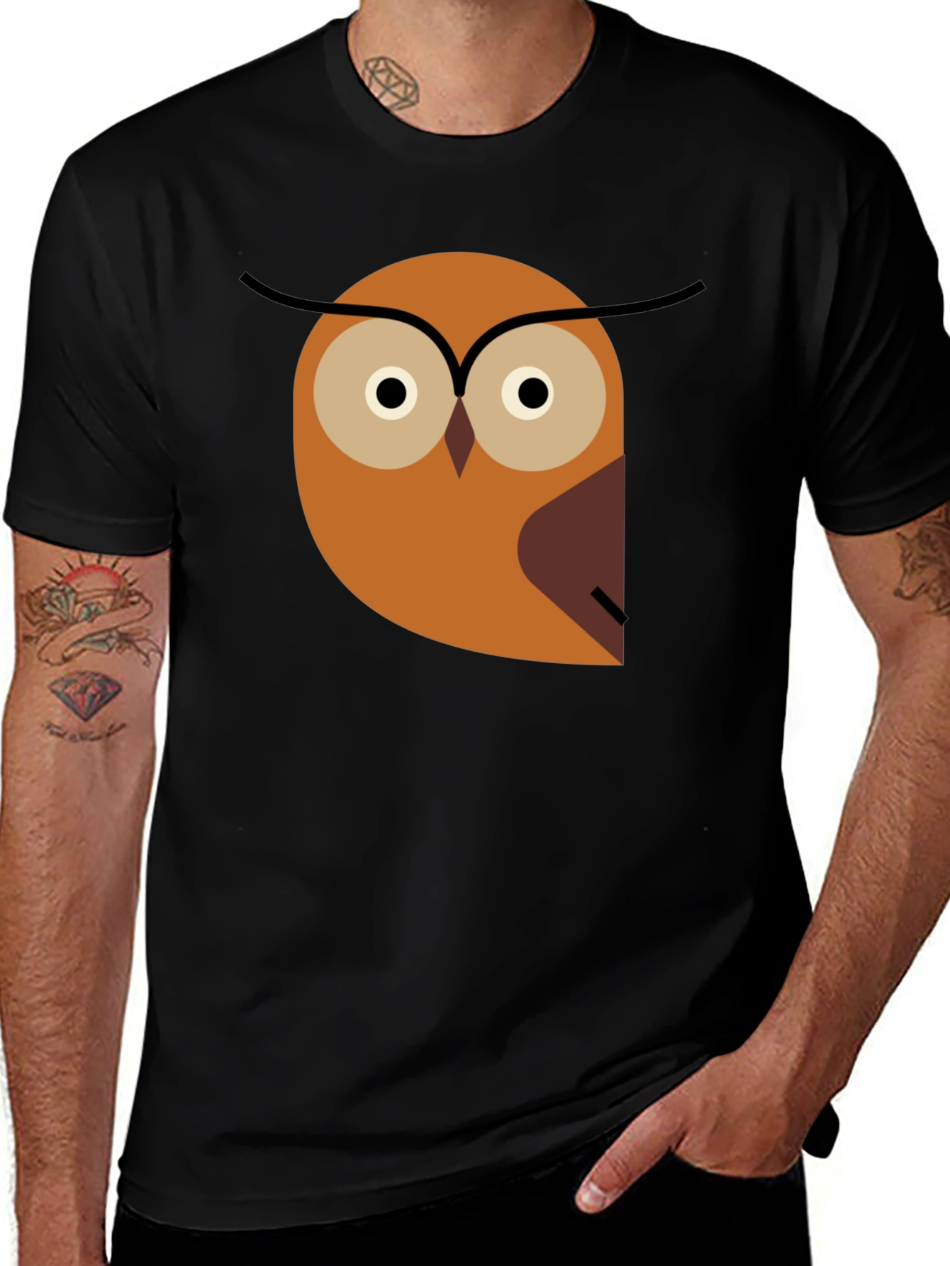 Variant 23 of Owl Graphic Print Black T-Shirt