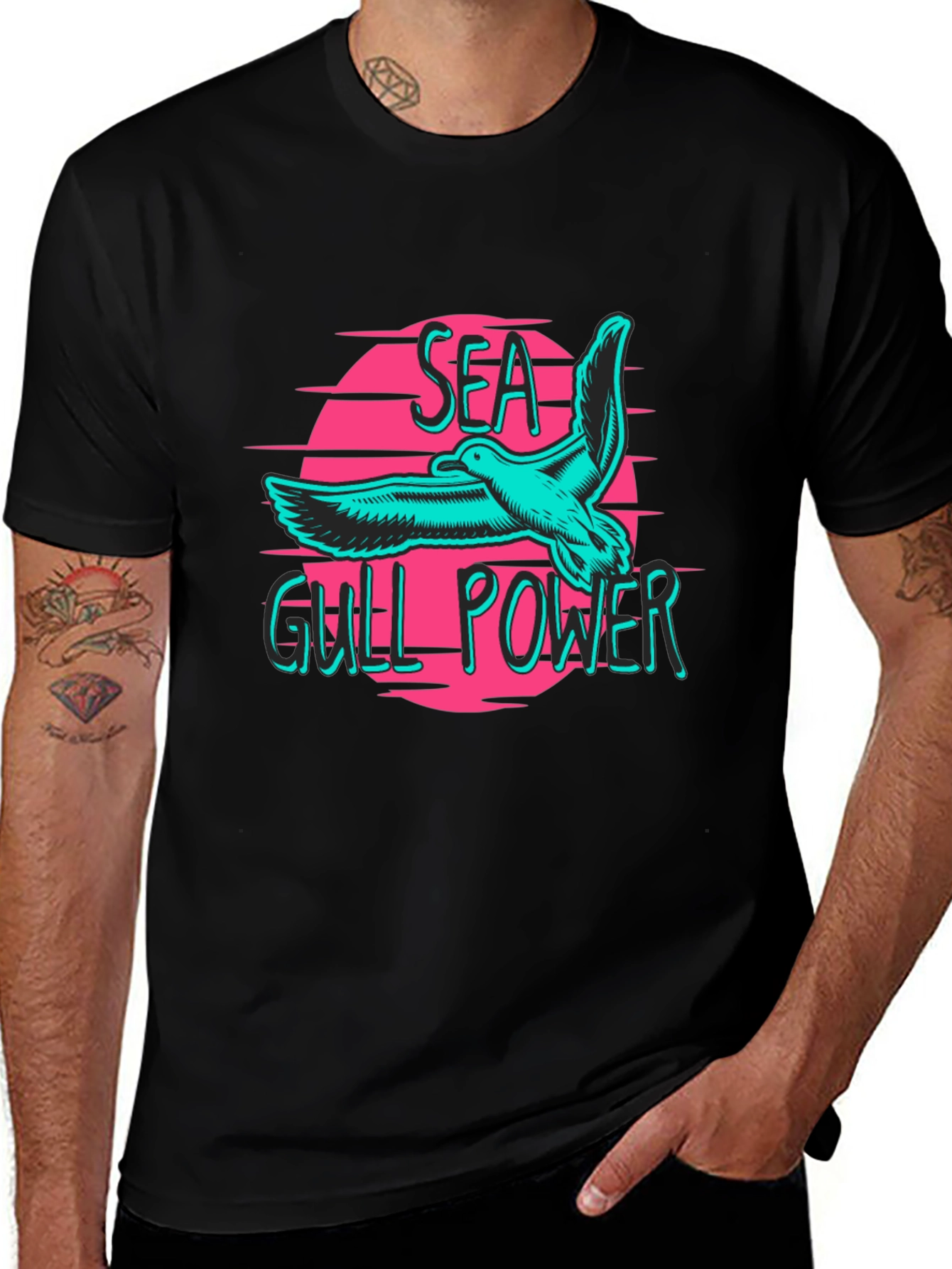 Variant 17 of Seagull Power Graphic Tee - Retro Vibes