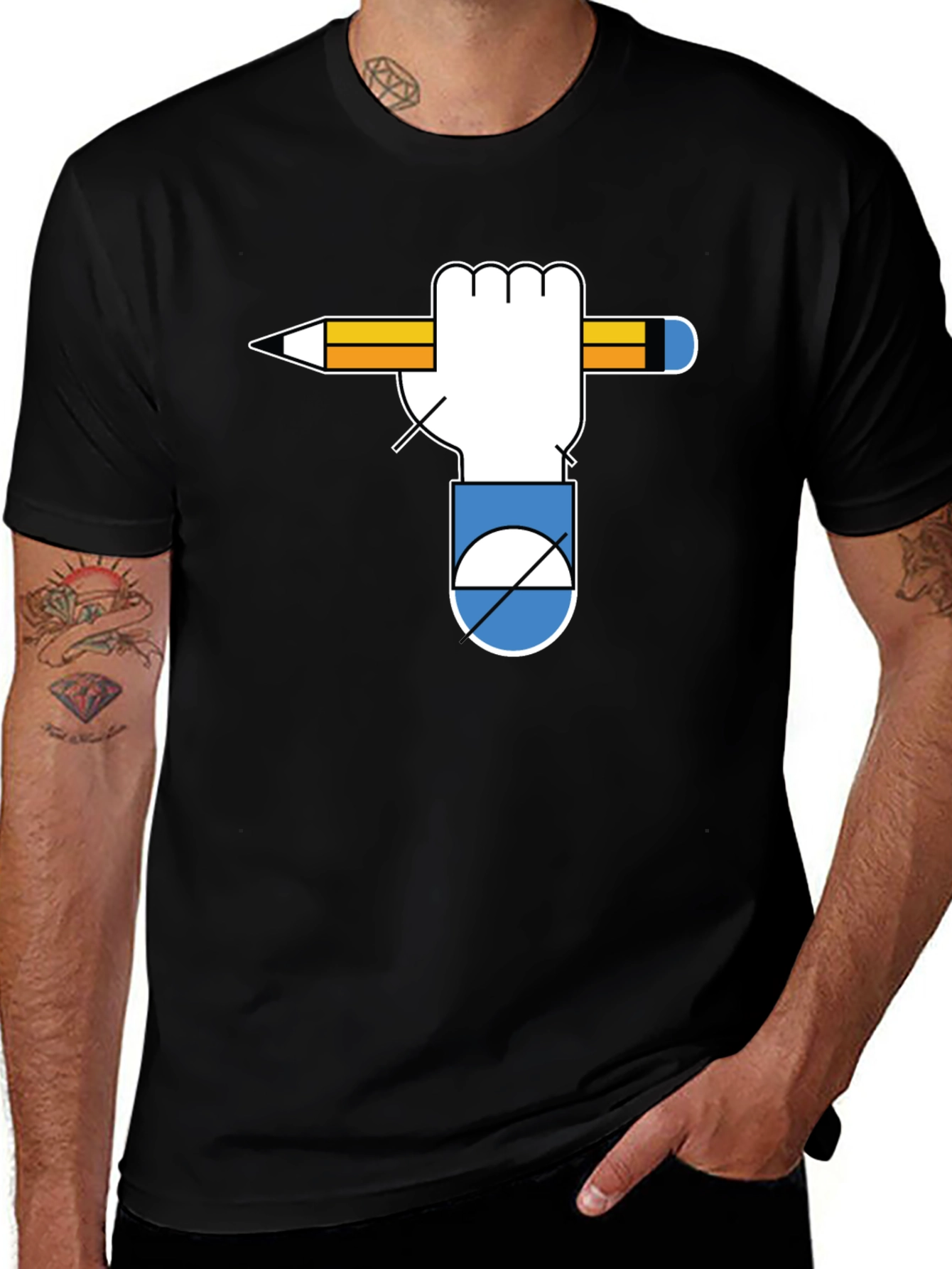Variant 30 of Graphic Tee - Hand Holding Pencil - Unique Design