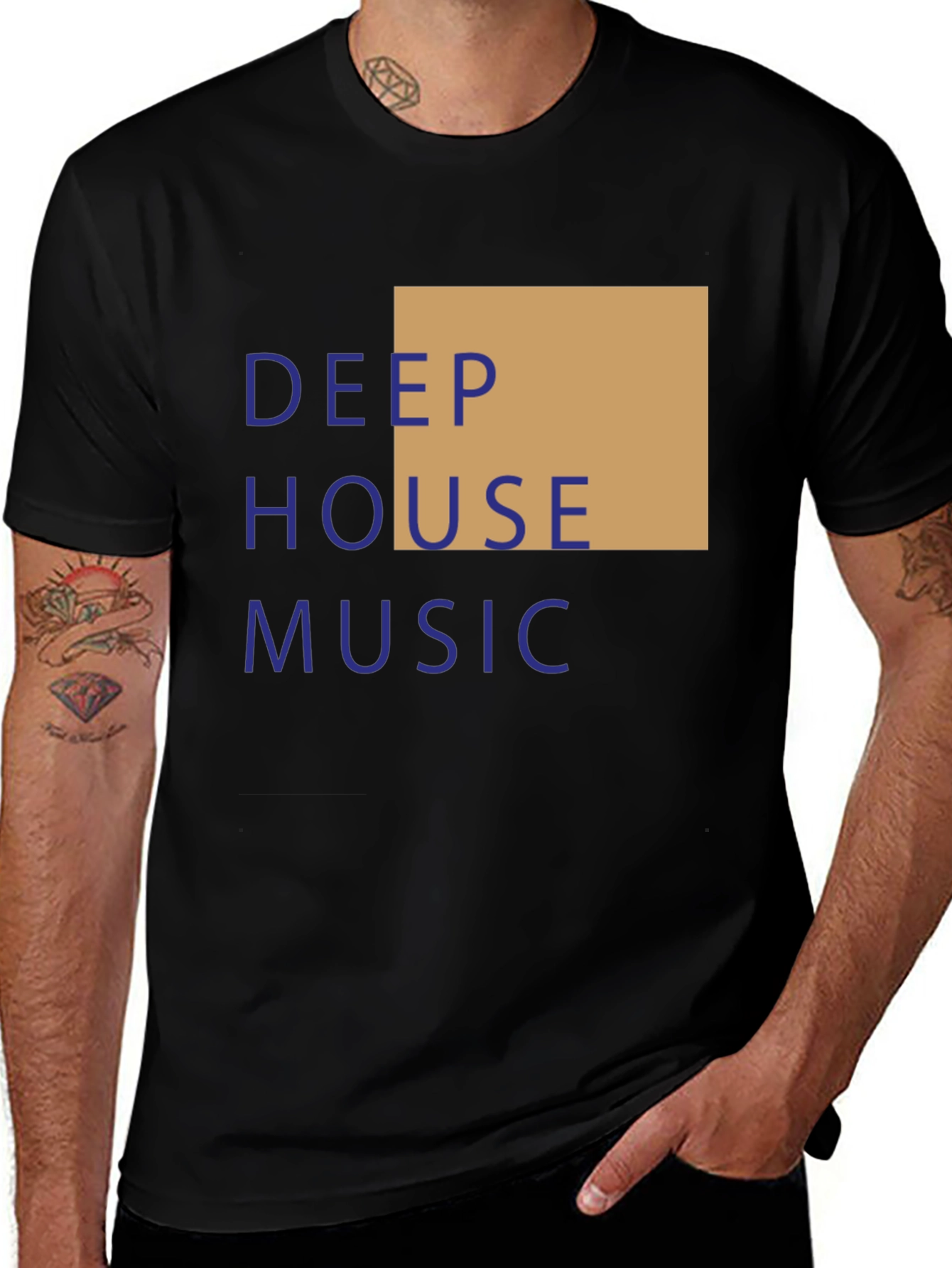 Variant 12 of Deep House Music Graphic Tee - Black T-Shirt