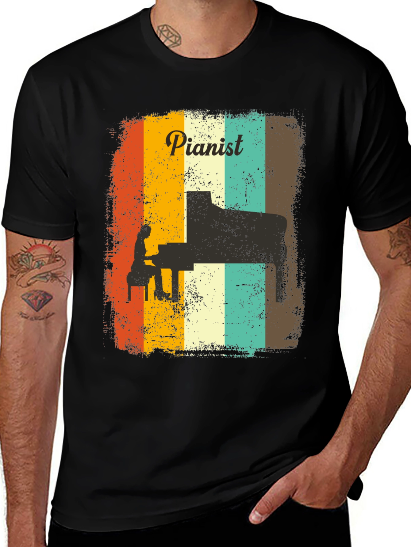 Variant 22 of Vintage Pianist T-Shirt - Retro Music Lover Tee