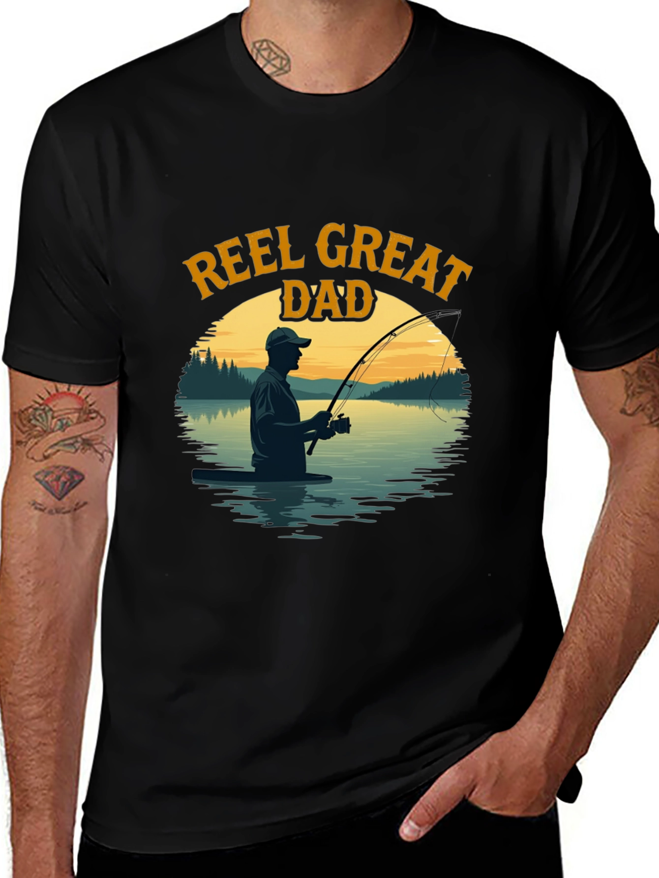 Variant 21 of Reel Great Dad Fishing Graphic T-Shirt