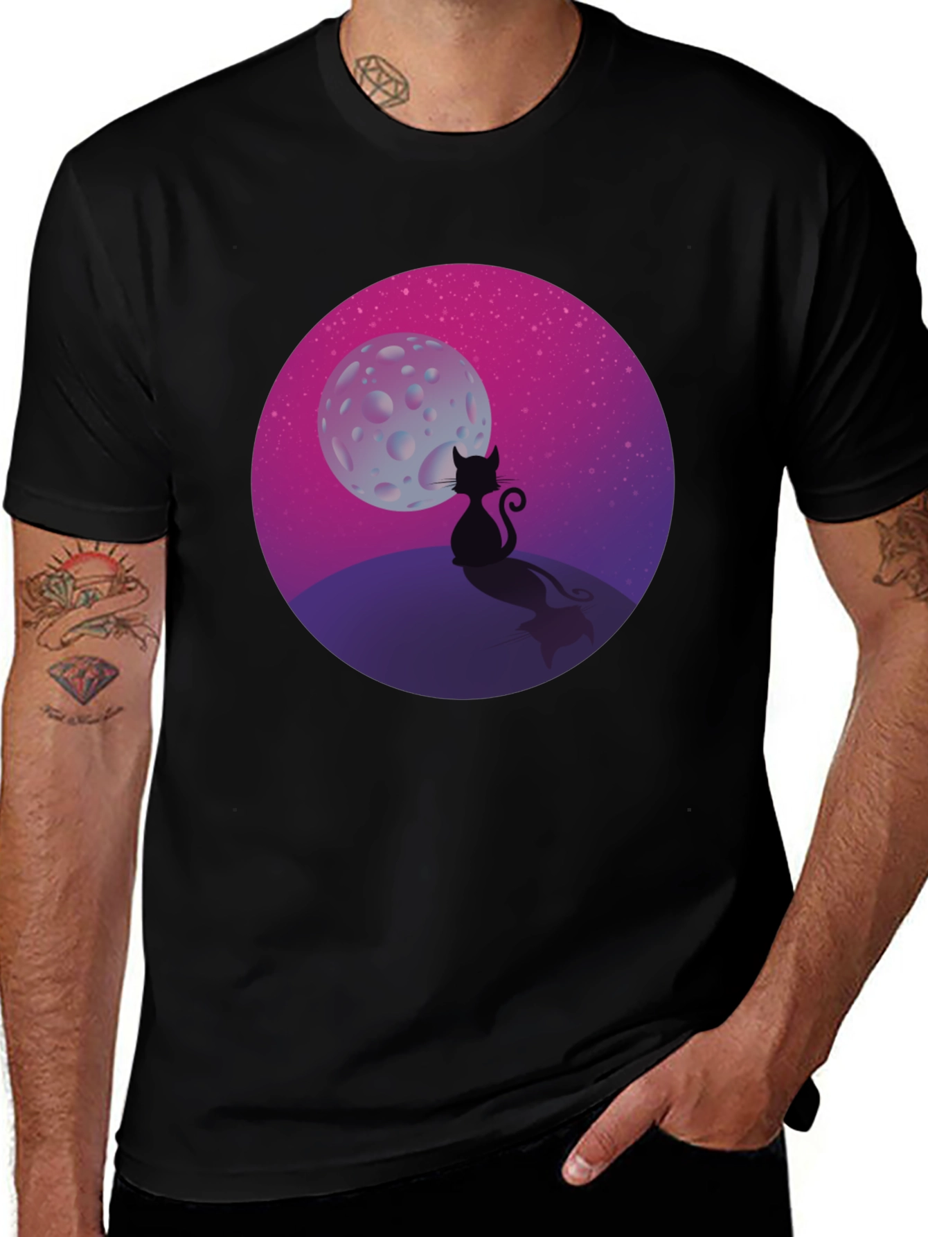 Black Black Cat Moon T-Shirt main image
