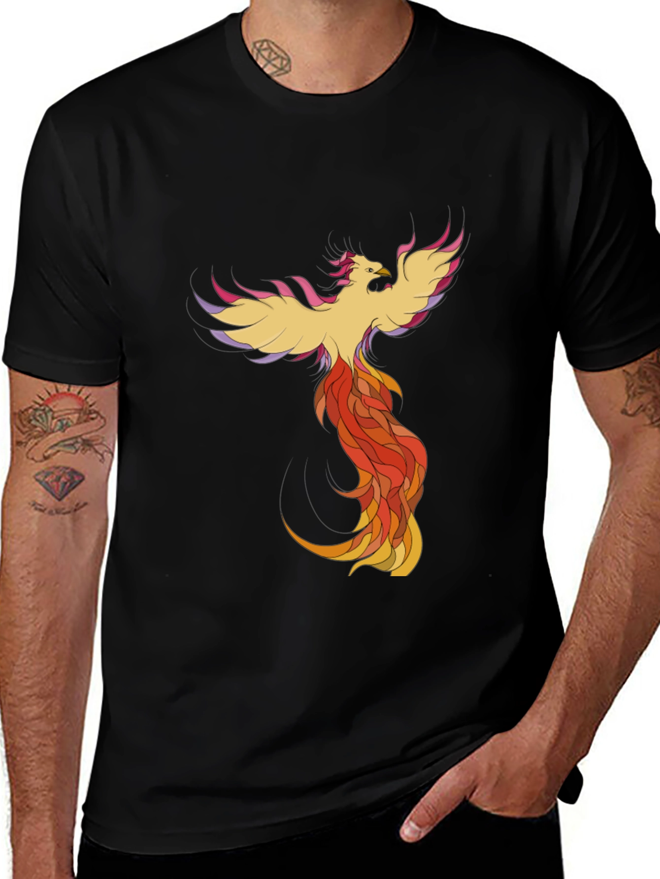 Variant 24 of Phoenix Graphic T-Shirt - Black Cotton Tee