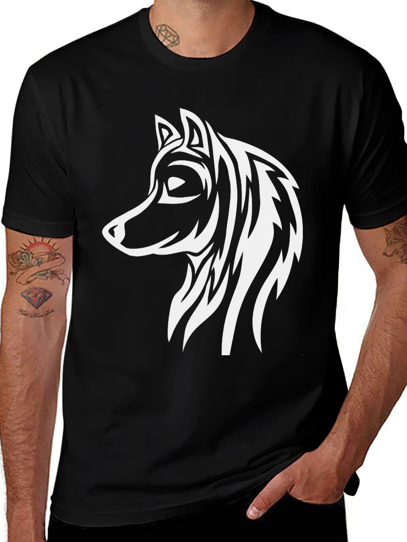 Variant 14 of Wolf Graphic Print Black T-Shirt