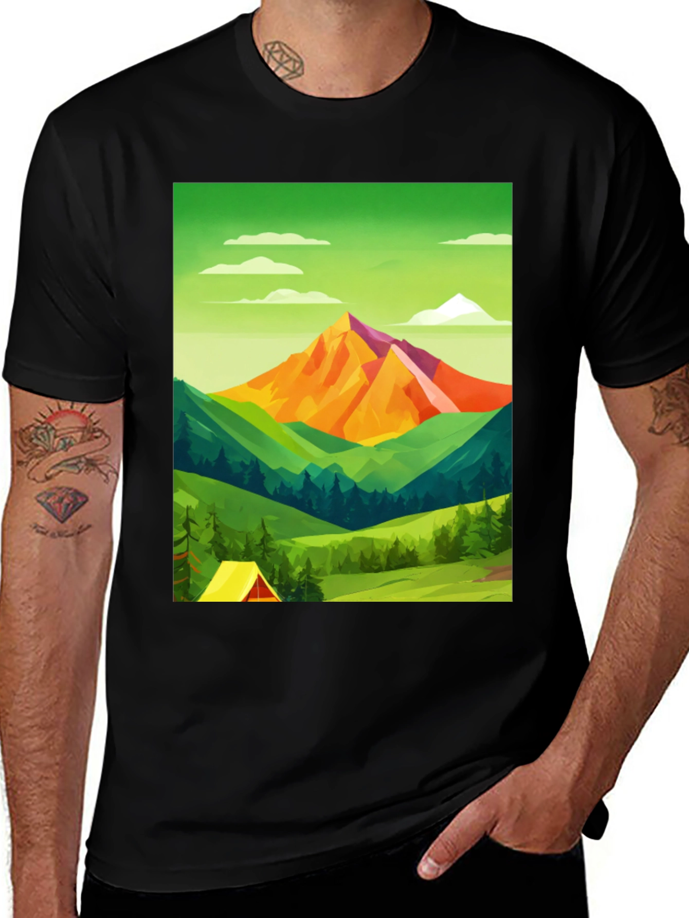Variant 16 of Nature Graphic T-Shirt - Mountain Landscape