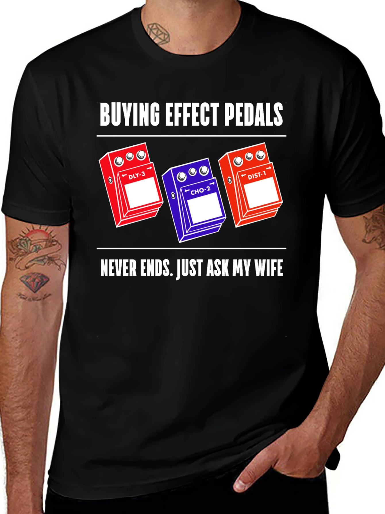 Variant 16 of Buying Effect Pedals T-Shirt, Guitar Humor Tee