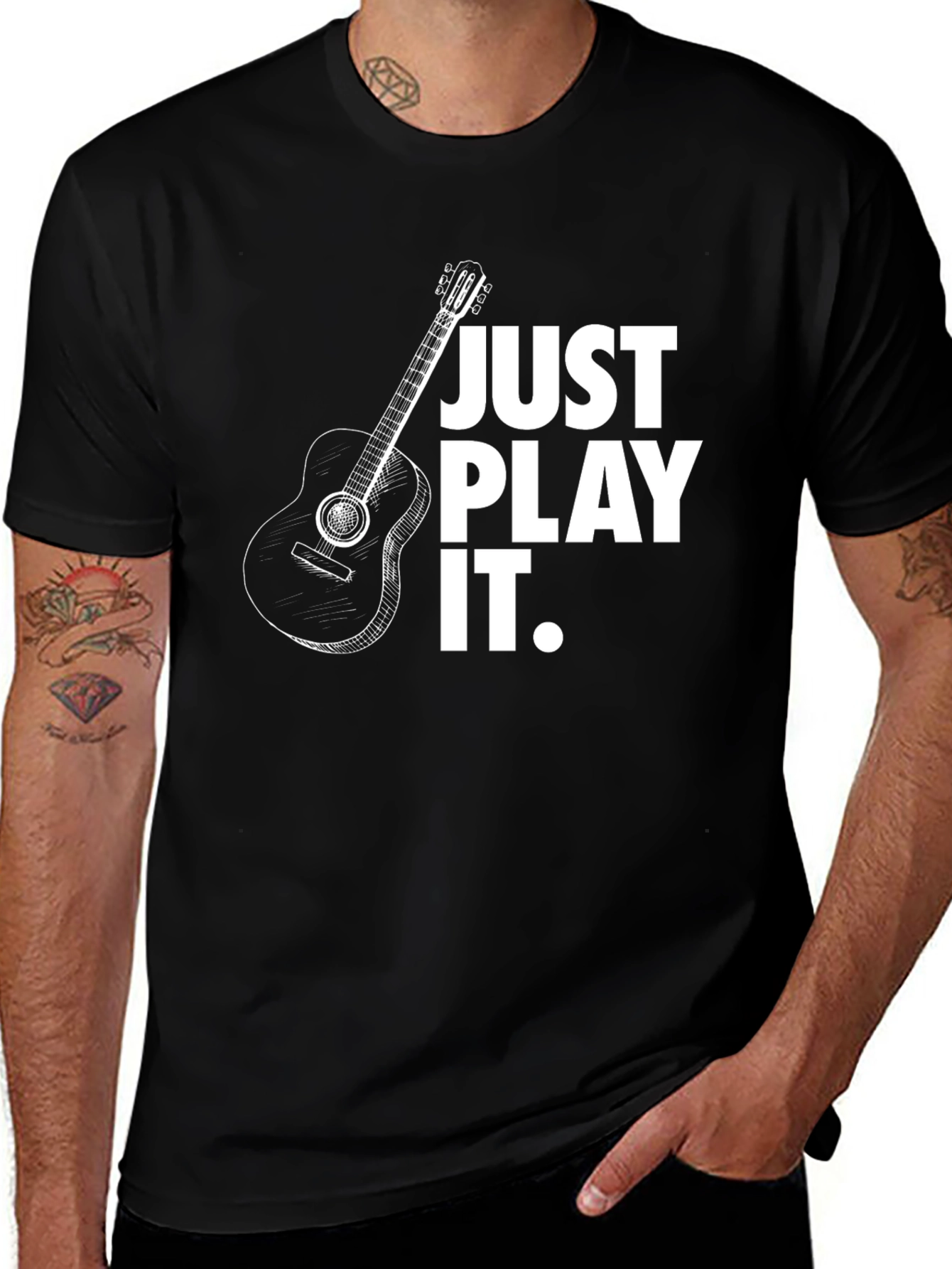 Variant 6 of Just Play It Guitar Graphic Tee - Black