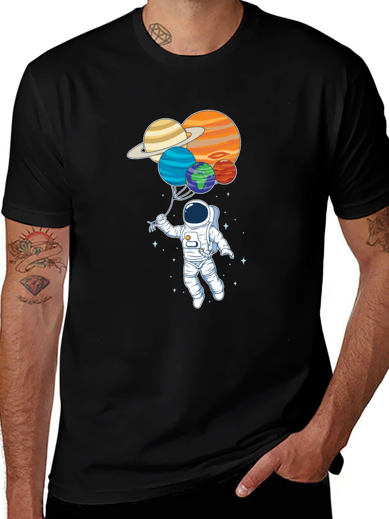 Variant 20 of Astronaut Planet Balloons Graphic Tee