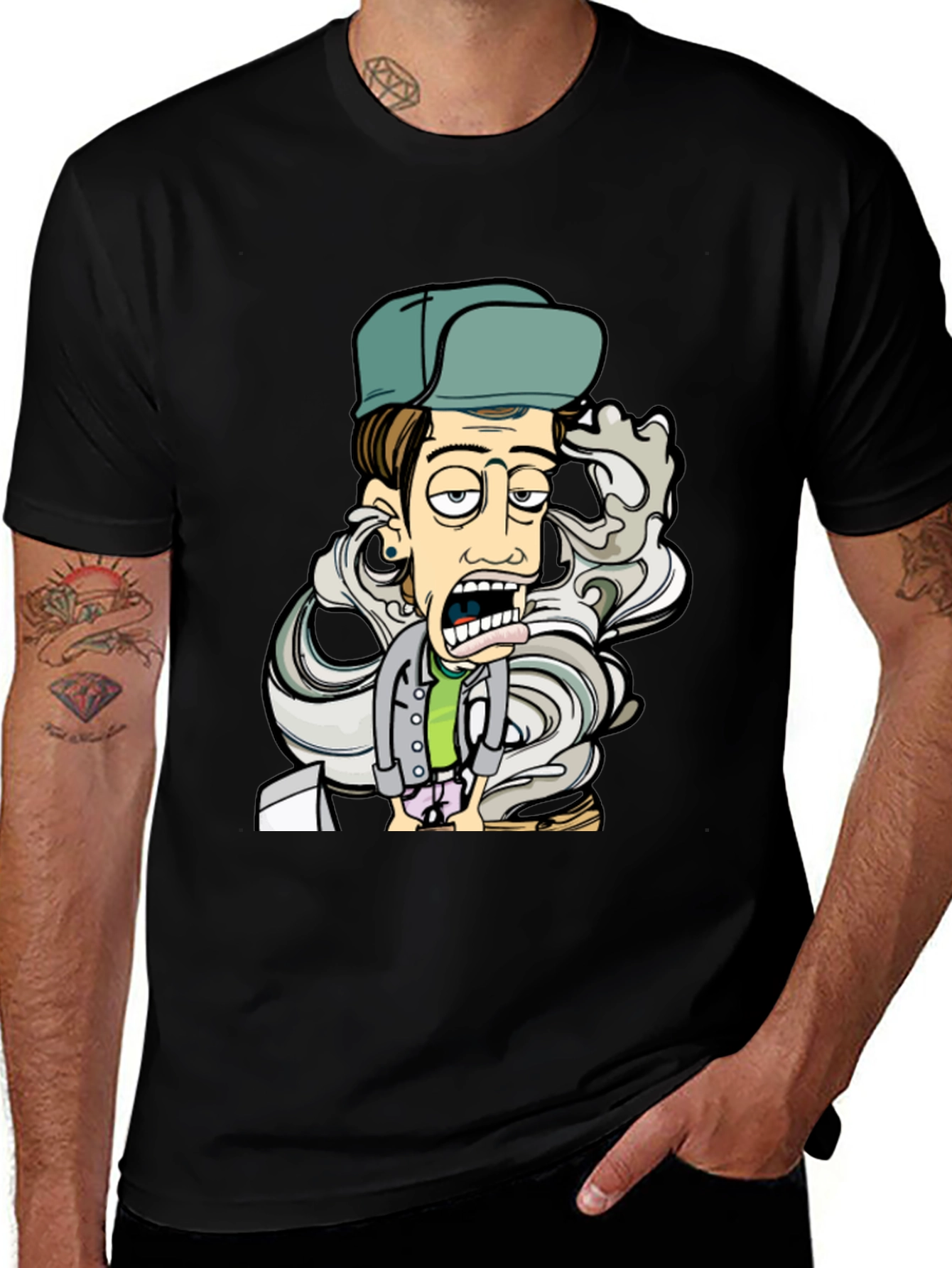 Variant 19 of Cartoon Character Graphic T-Shirt - Black