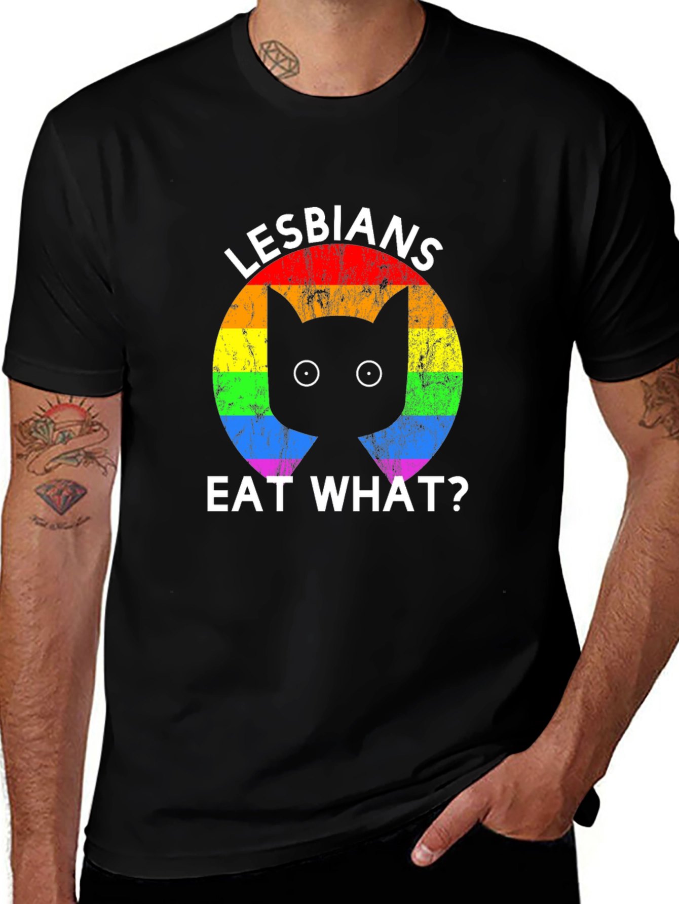 Variant 29 of Lesbians Eat What? Cat LGBTQ Pride T-Shirt