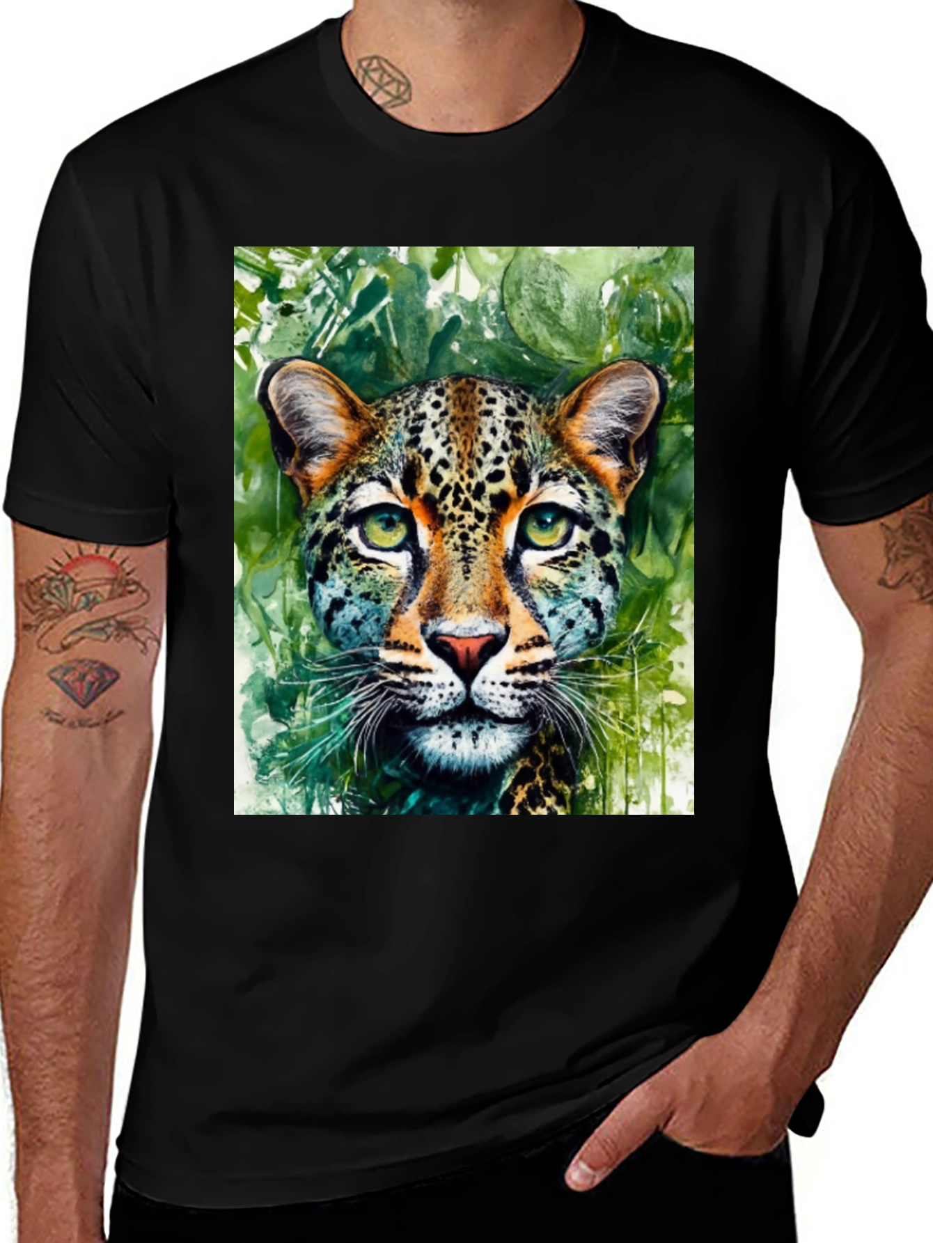 Variant 5 of Leopard Graphic Tee - Wildlife Art Shirt