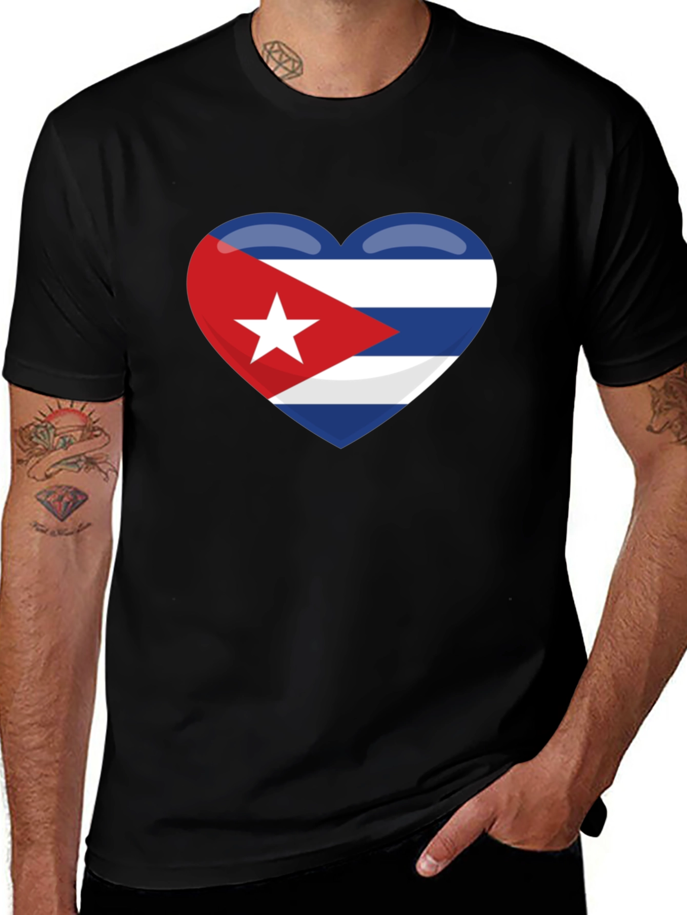 Variant 23 of Cuba Flag Heart Graphic T-Shirt - Black