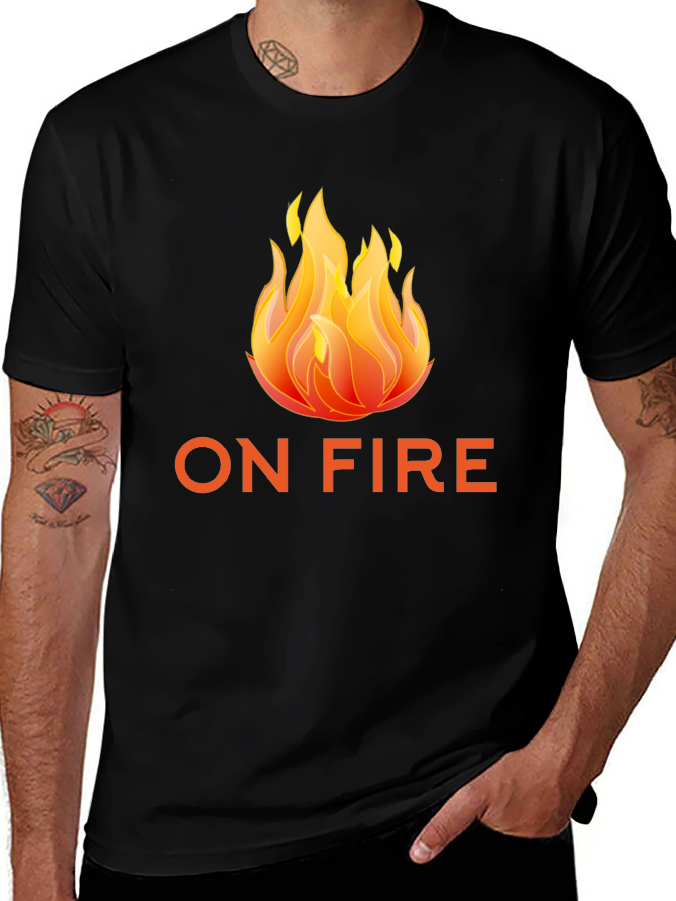 Variant 25 of On Fire Graphic Tee - Black Short Sleeve T-Shirt
