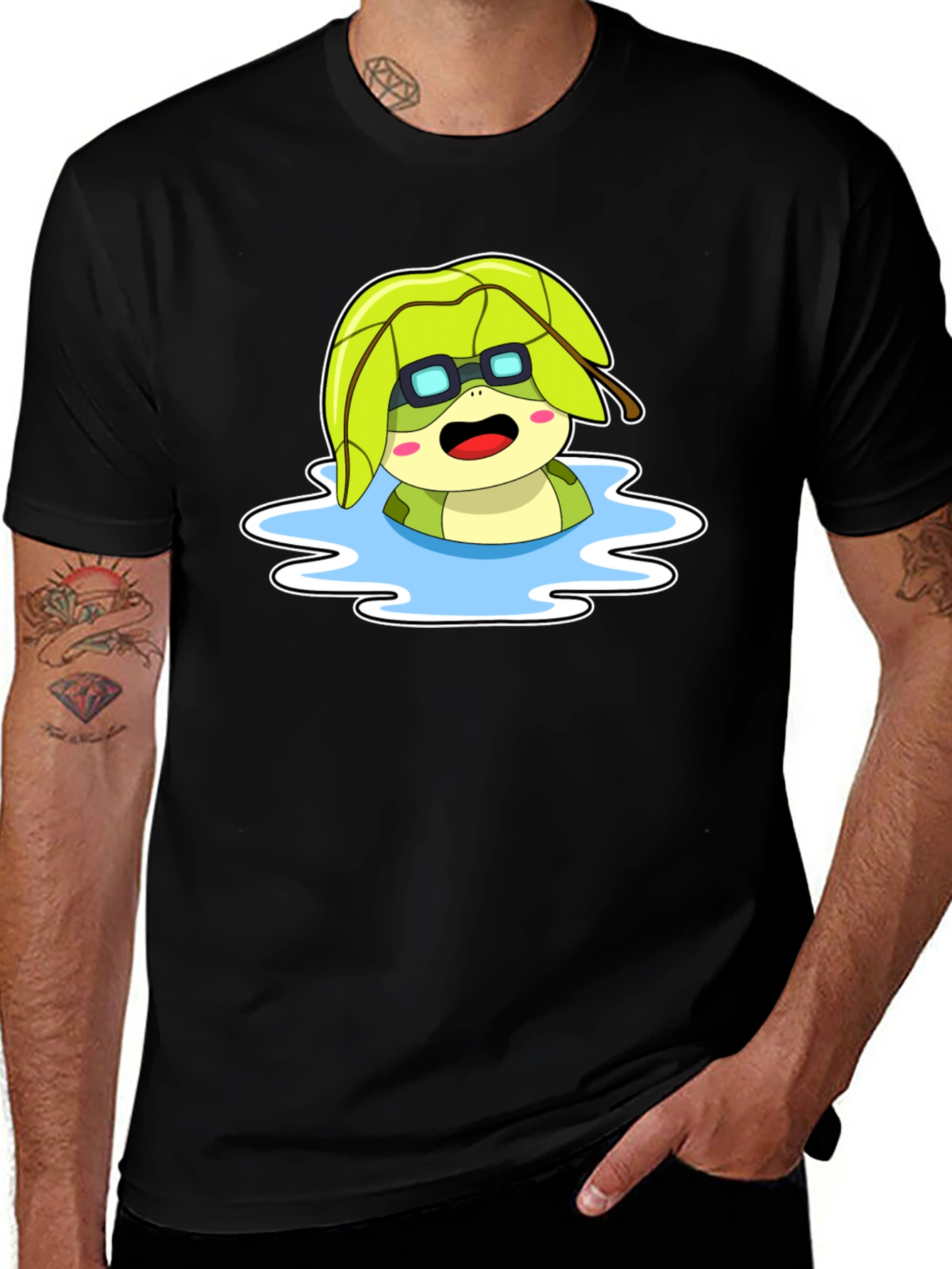 Variant 26 of Cartoon Turtle in Water T-Shirt