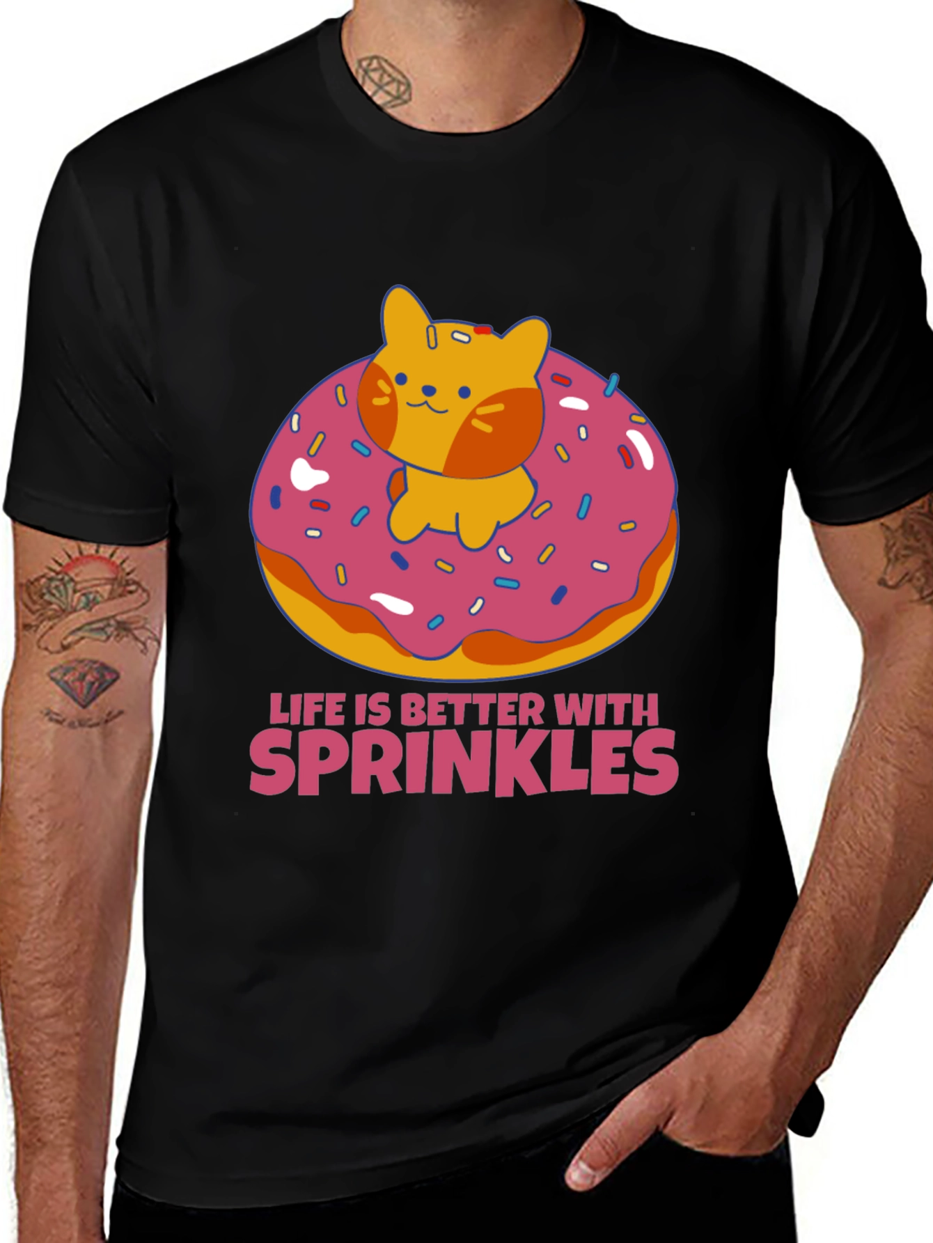 Variant 5 of Cat Donut T-Shirt - Life is Better with Sprinkles